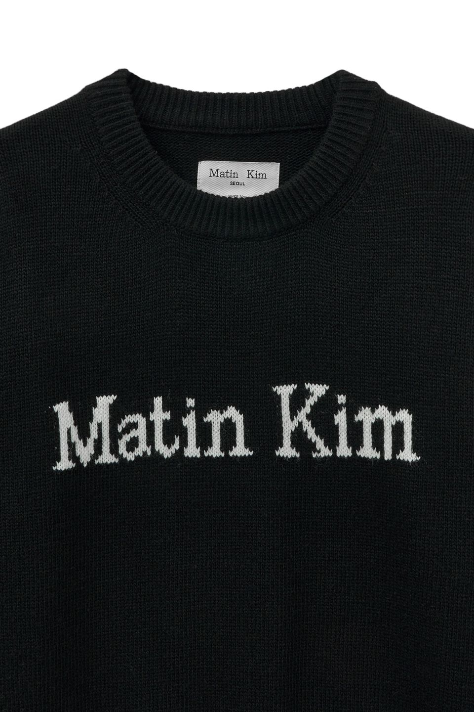 MUSINSA公式 | MATIN KIM COLOR TRIM LINE LOGO PULLOVER IN BLACK
