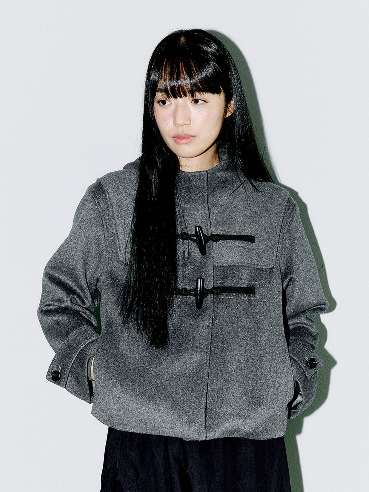 오피쉬(OAFISH) WOOL DUFFLE SHORT COAT, CHARCOAL