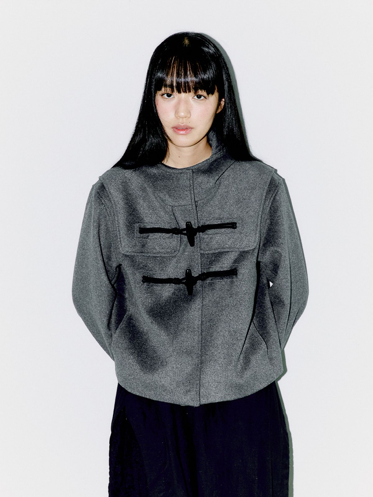 오피쉬(OAFISH) WOOL DUFFLE SHORT COAT, CHARCOAL