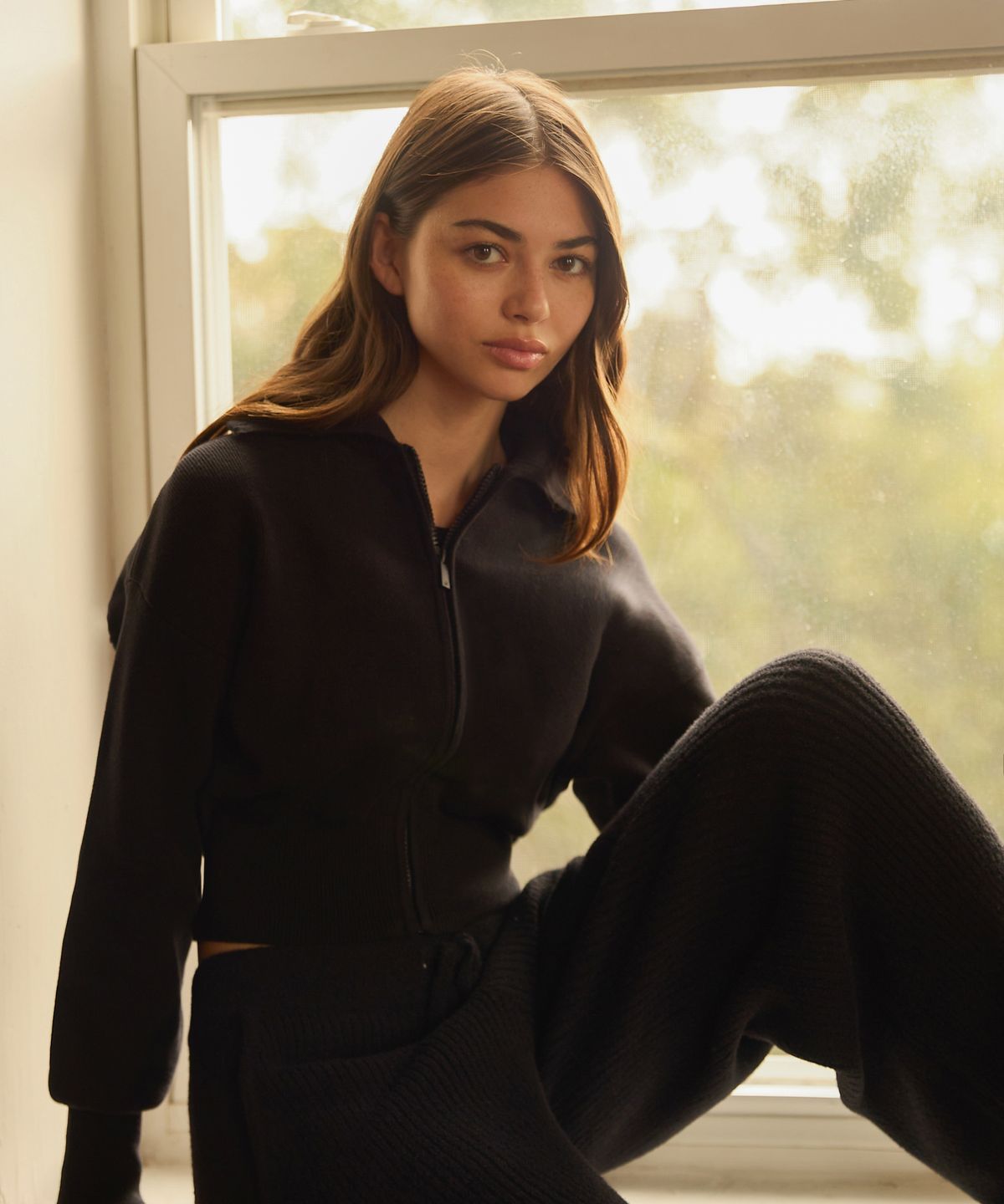 스페리(SPERRY) 크롭 니트 집업 재킷_블랙 [SPRJ_0005]