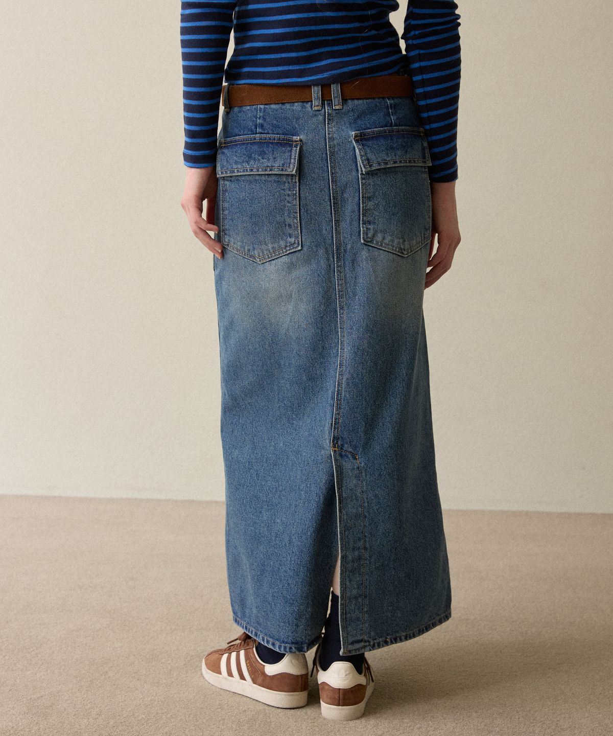 오픈도어스튜디오(OPENDOORSTUDIO) hline poketdenim skirt navy