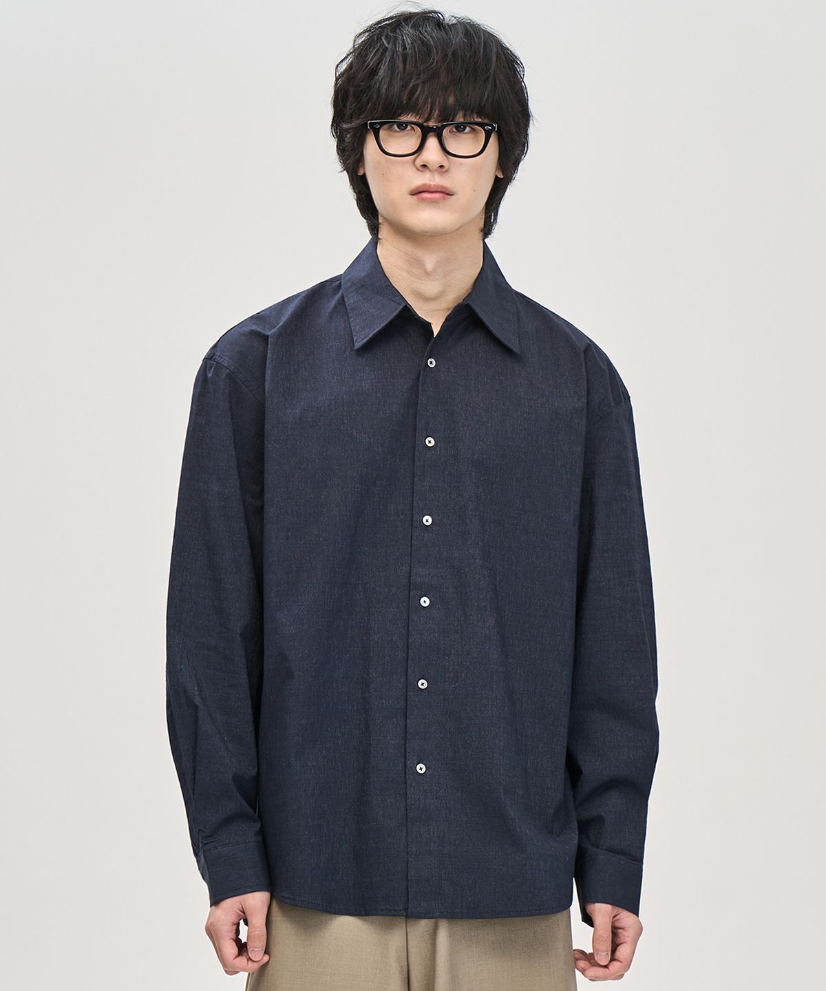 프레리(PRAIRIE) 컴포트 섀도우 스트라이프 셔츠 (NAVY)