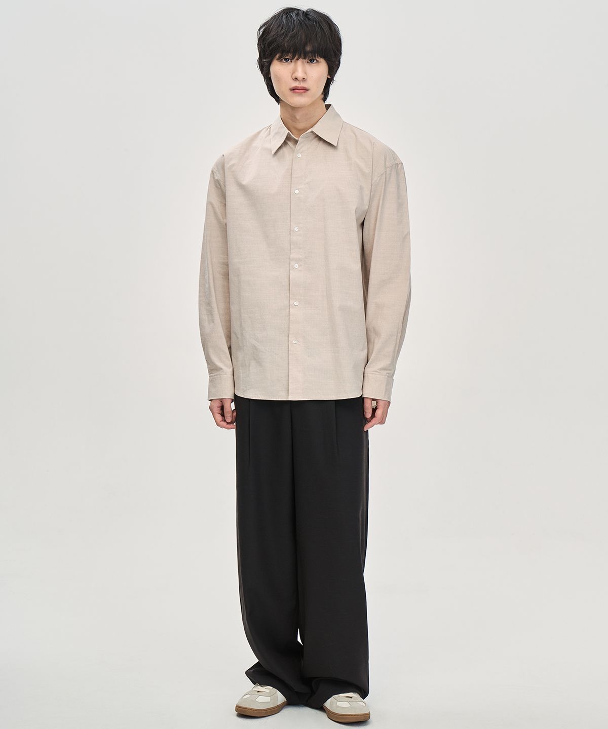 프레리(PRAIRIE) 컴포트 섀도우 스트라이프 셔츠 (BEIGE)
