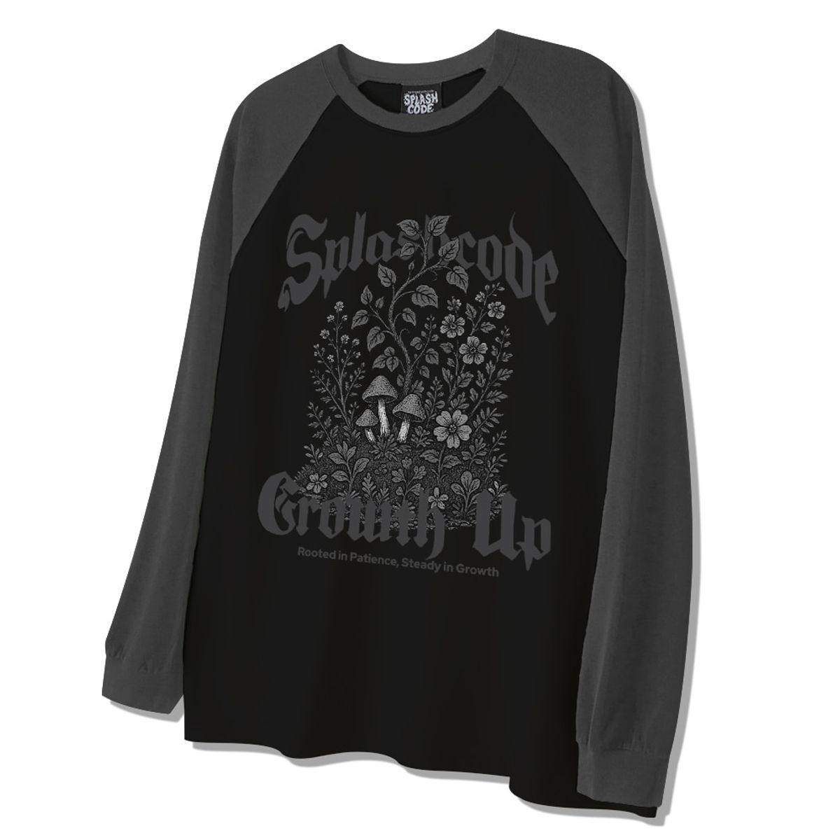 스플래시코드(SPLASHCODE) 래글런 롱슬리브 블랙 - 그로우쓰(Growth Up)