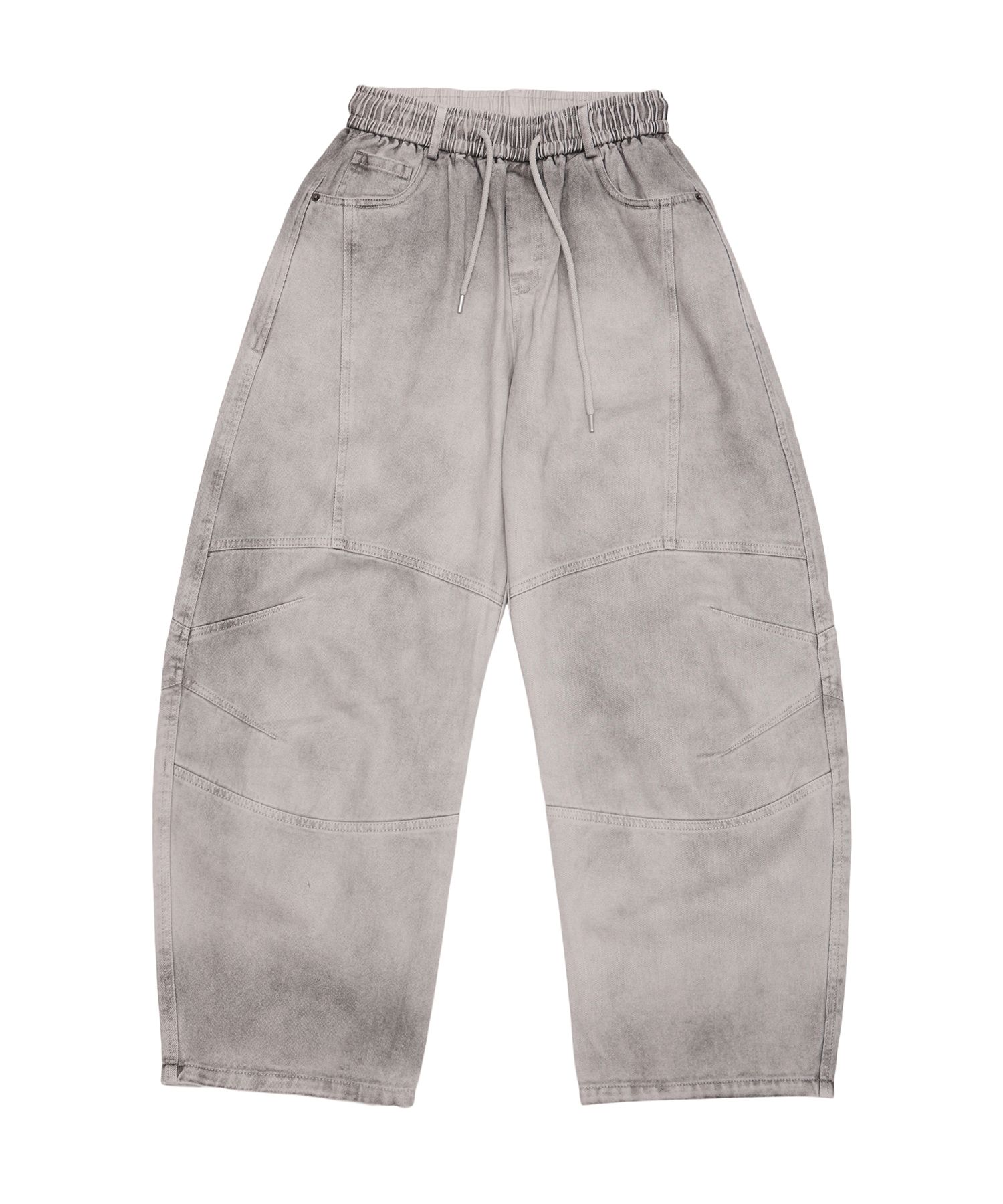 MUSINSA | DOUBLE JD Dirty Washing Two-Tuck Curved Denim Pants (White)