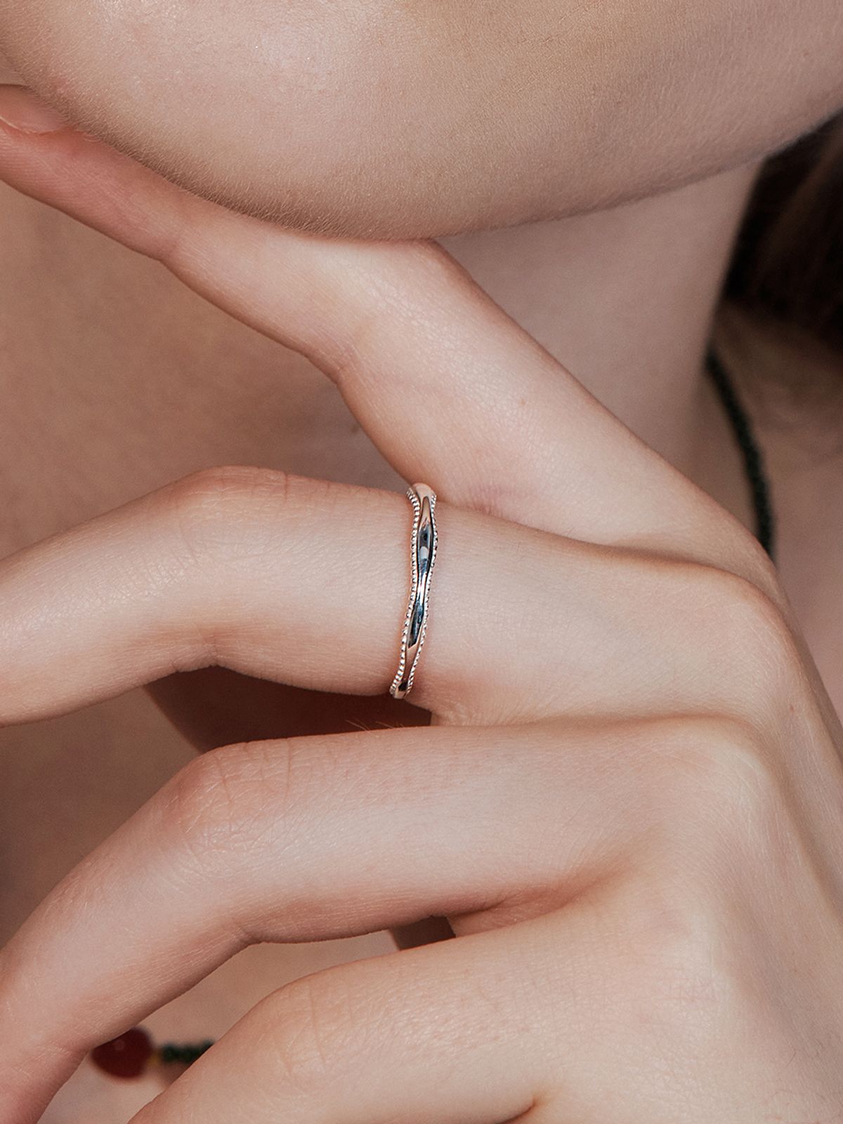 헤이(HEI) [sv925] wave milgrain ring