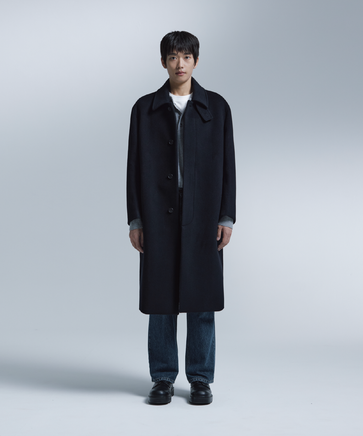 넌블랭크(NONBLANK) 파인 얀 데일리 헨리넥 니트_LIGHT GREY