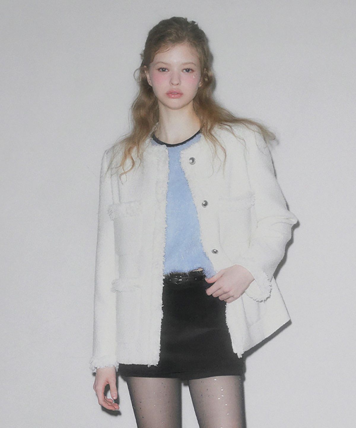 트위(TWEE) 로어 포켓 수술 트위드 자켓