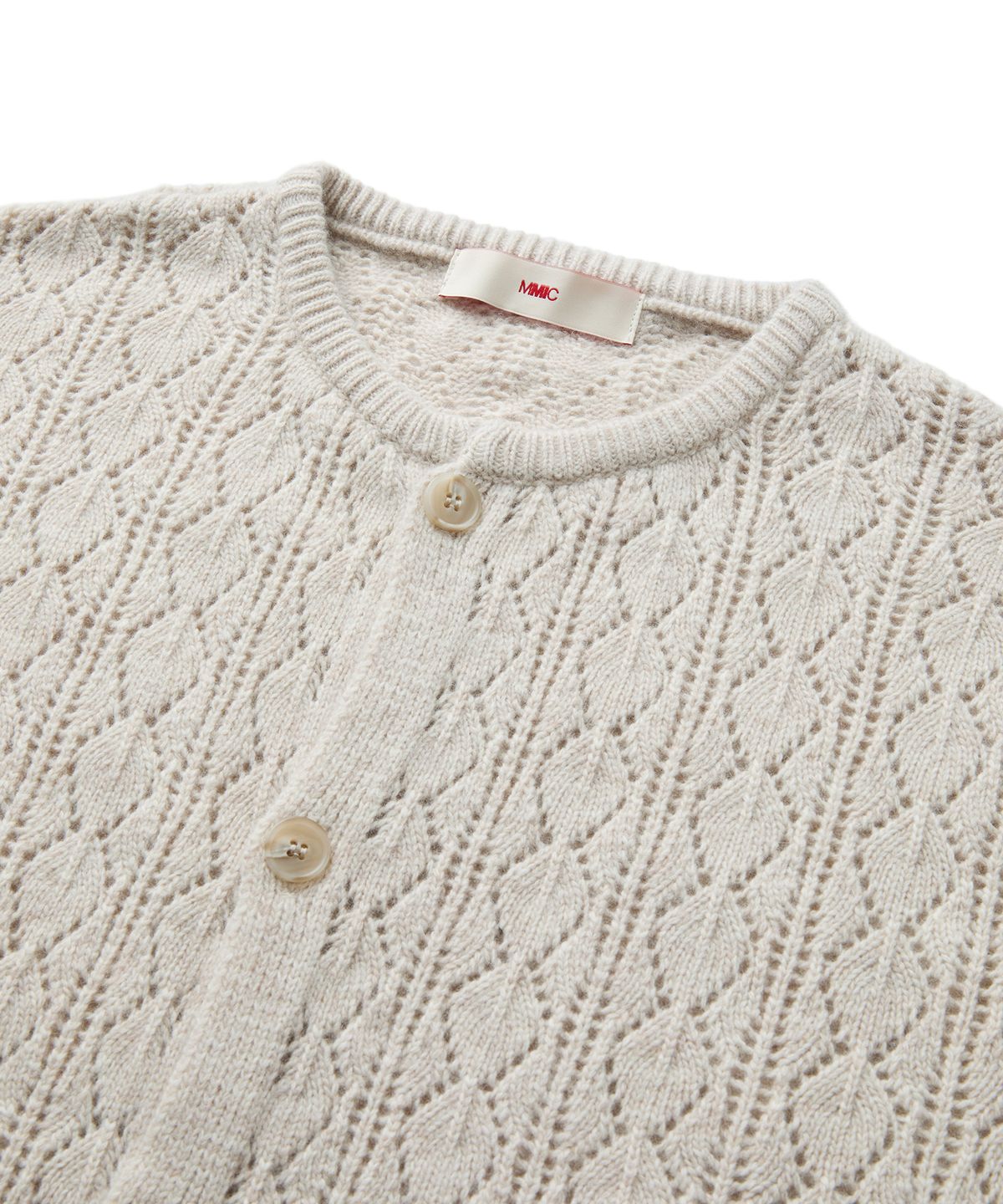 엠엠아이씨(MMIC) CASHMERE CROCHET CARDIGAN (BEIGE)
