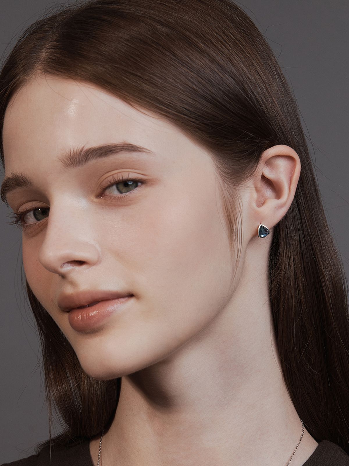 헤이(HEI) [sv925] flat half-dome hoops earring