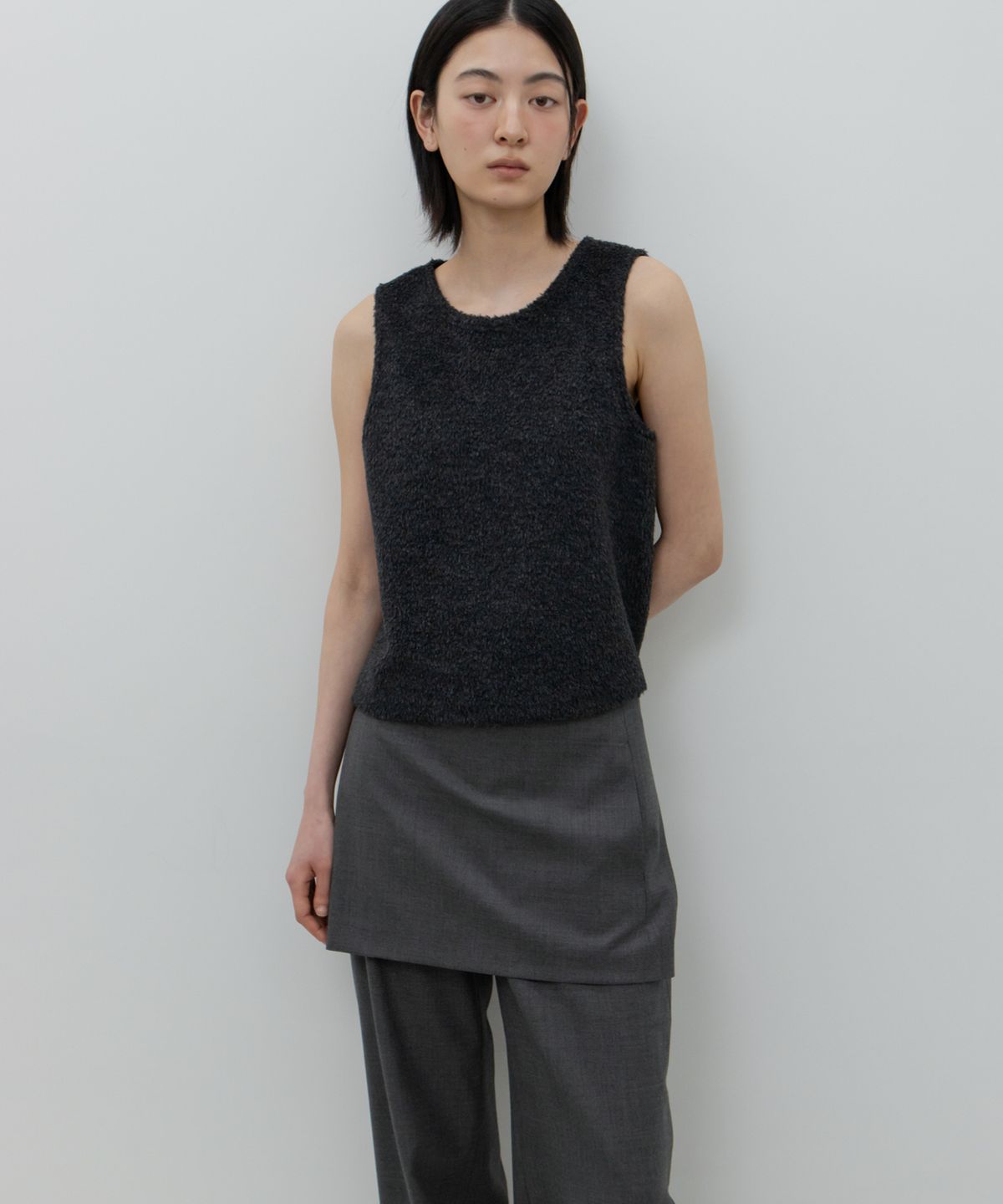 지비에이치 어패럴(GBH APPAREL) LAYERED SKIRT PANTS / GREY
