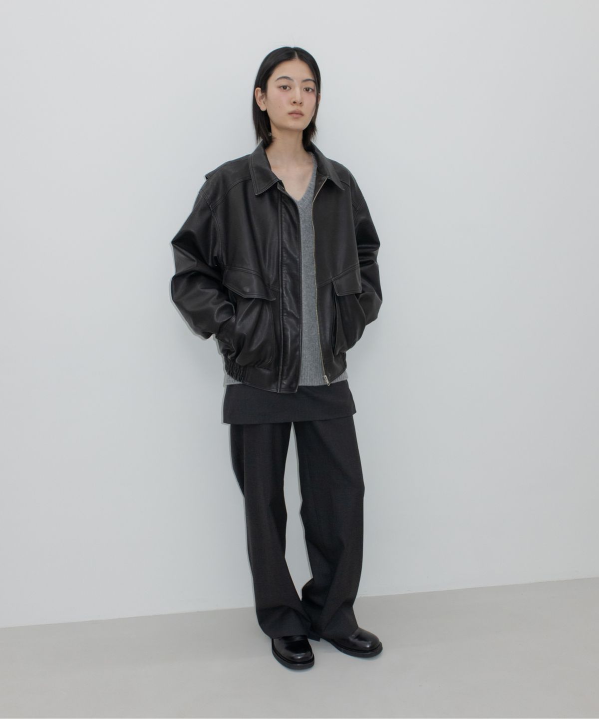 지비에이치 어패럴(GBH APPAREL) LAYERED SKIRT PANTS / DARK GREY
