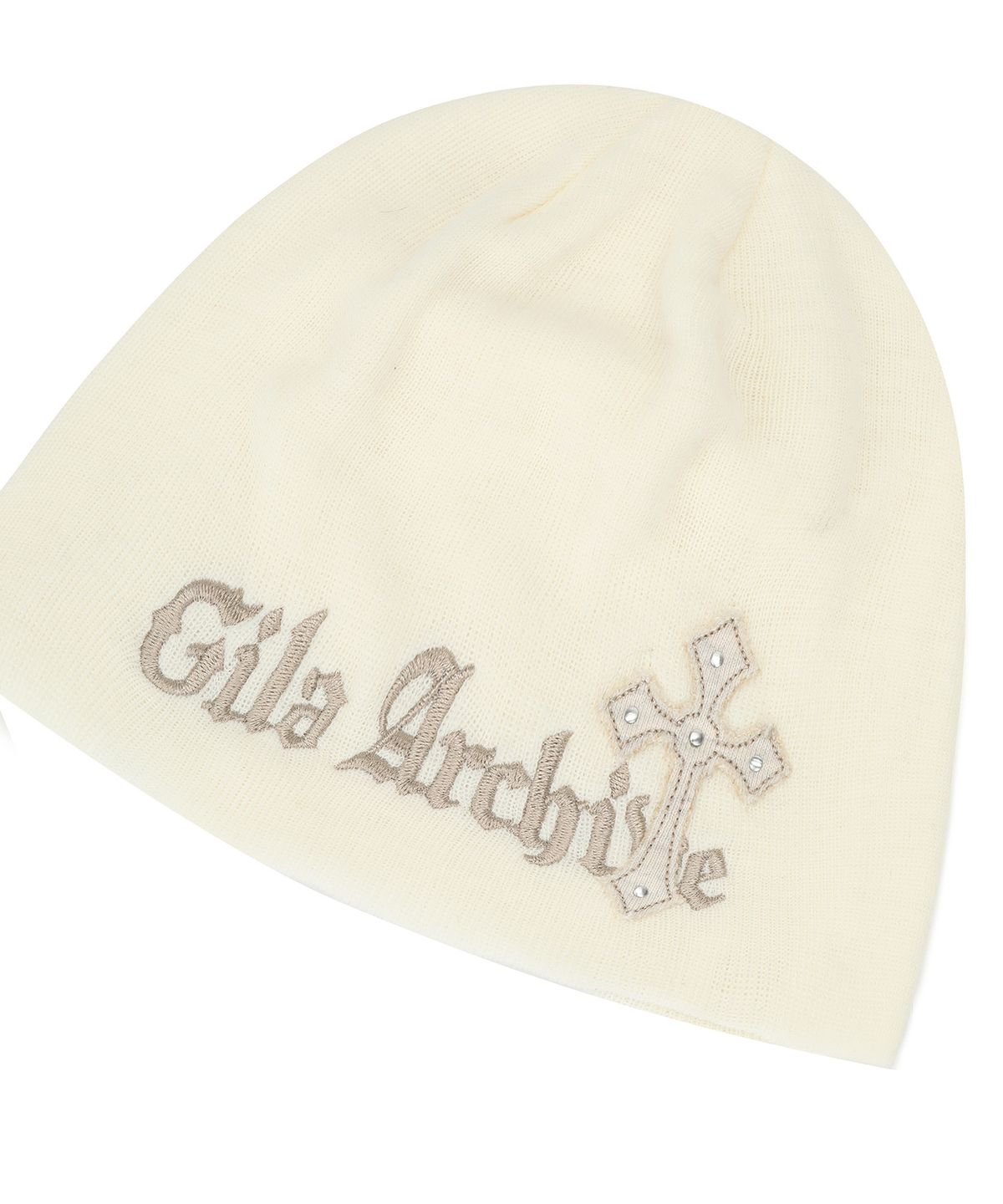 길라아카이브(GILAARCHIVE) CROSS PATCHED LOGO BEANIE_IVORY