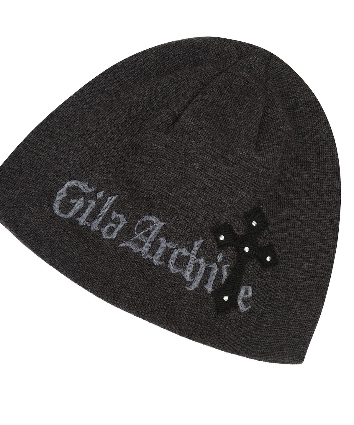 길라아카이브(GILAARCHIVE) CROSS PATCHED LOGO BEANIE_CHARCOAL