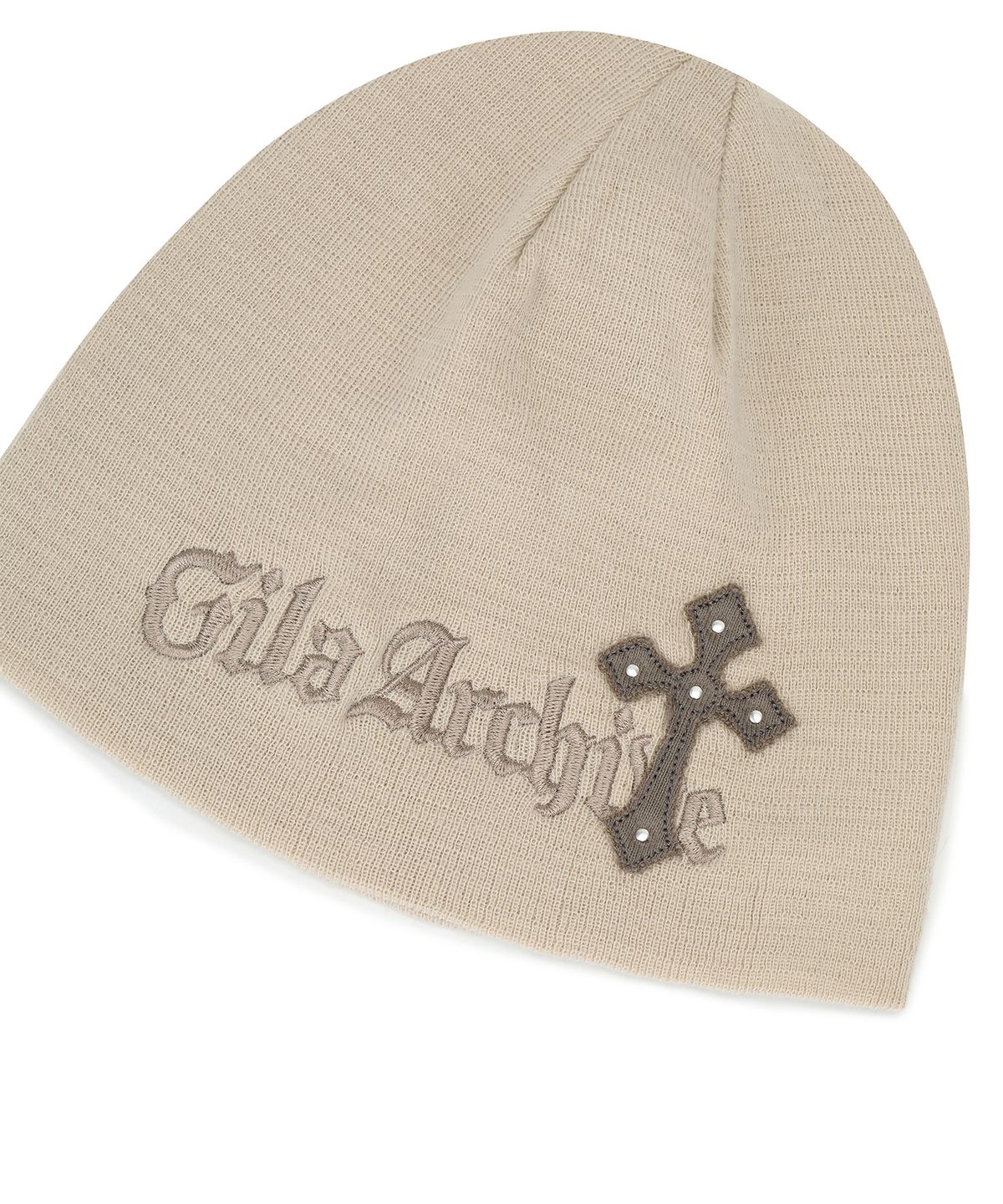 길라아카이브(GILAARCHIVE) CROSS PATCHED LOGO BEANIE_BEIGE