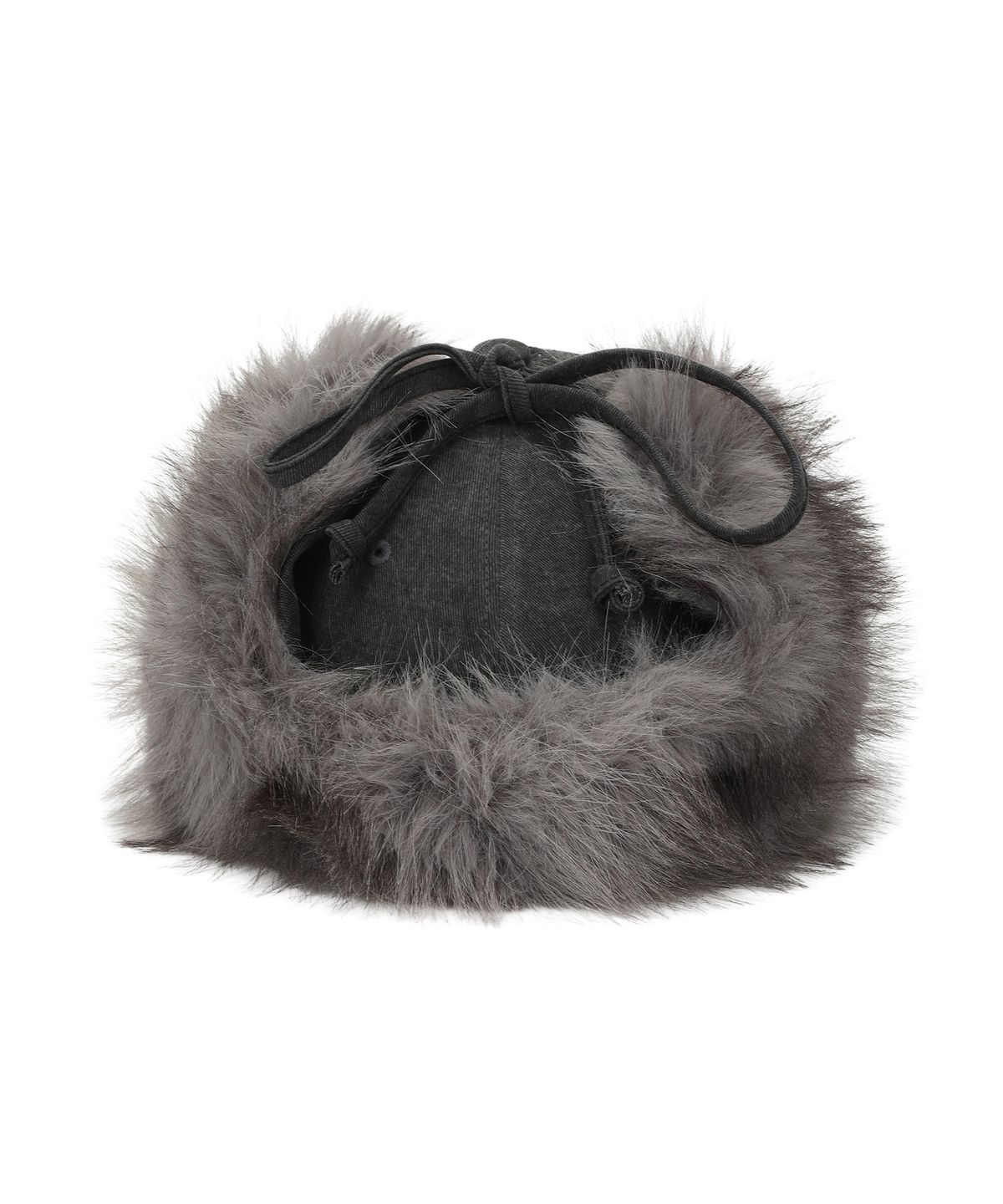 길라아카이브(GILAARCHIVE) FAUX FUR HOTFIX LOGO EARFLAP CAP_CHARCOAL