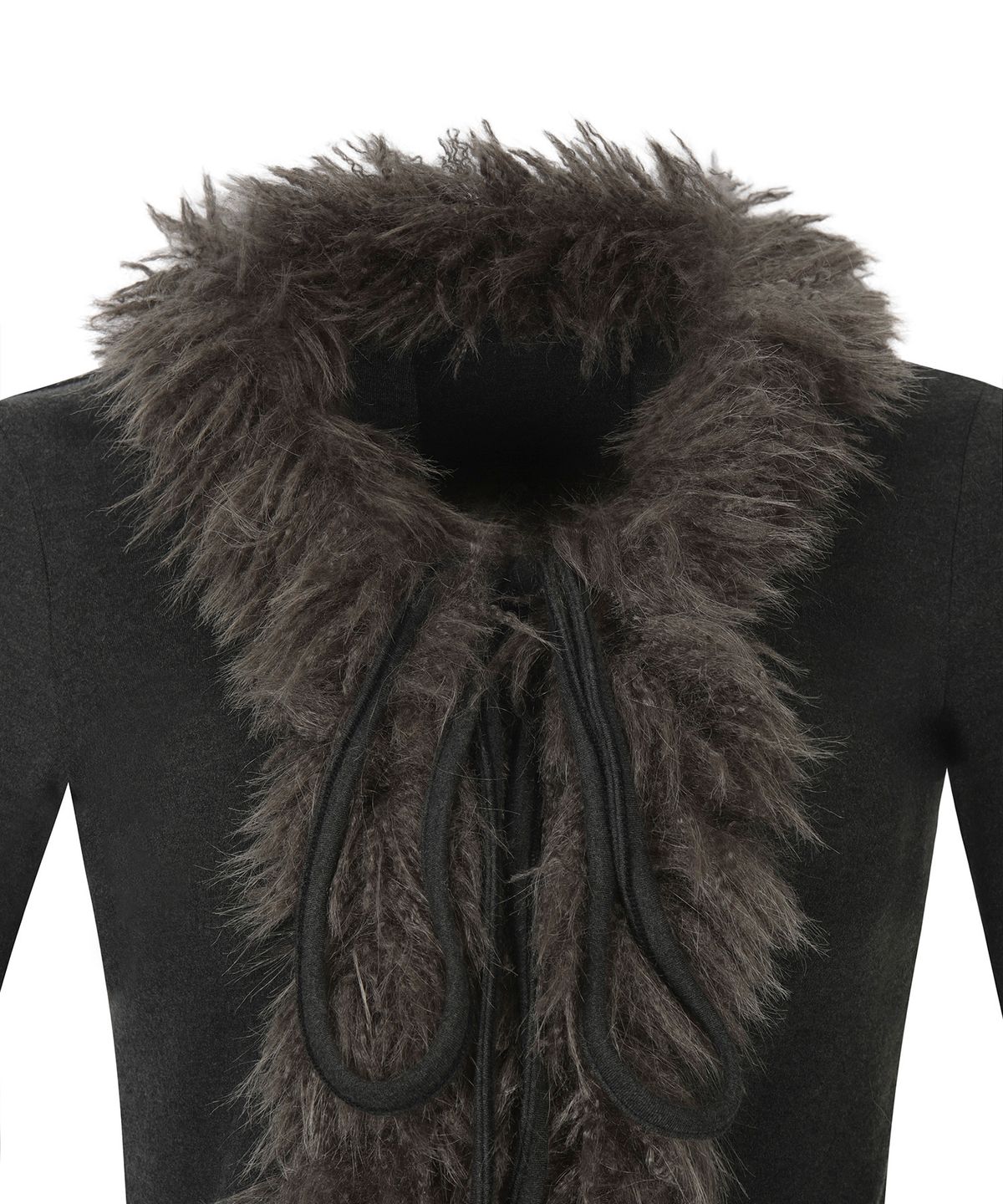 길라아카이브(GILAARCHIVE) FUR TRIMMING CARDIGAN_CHARCOAL