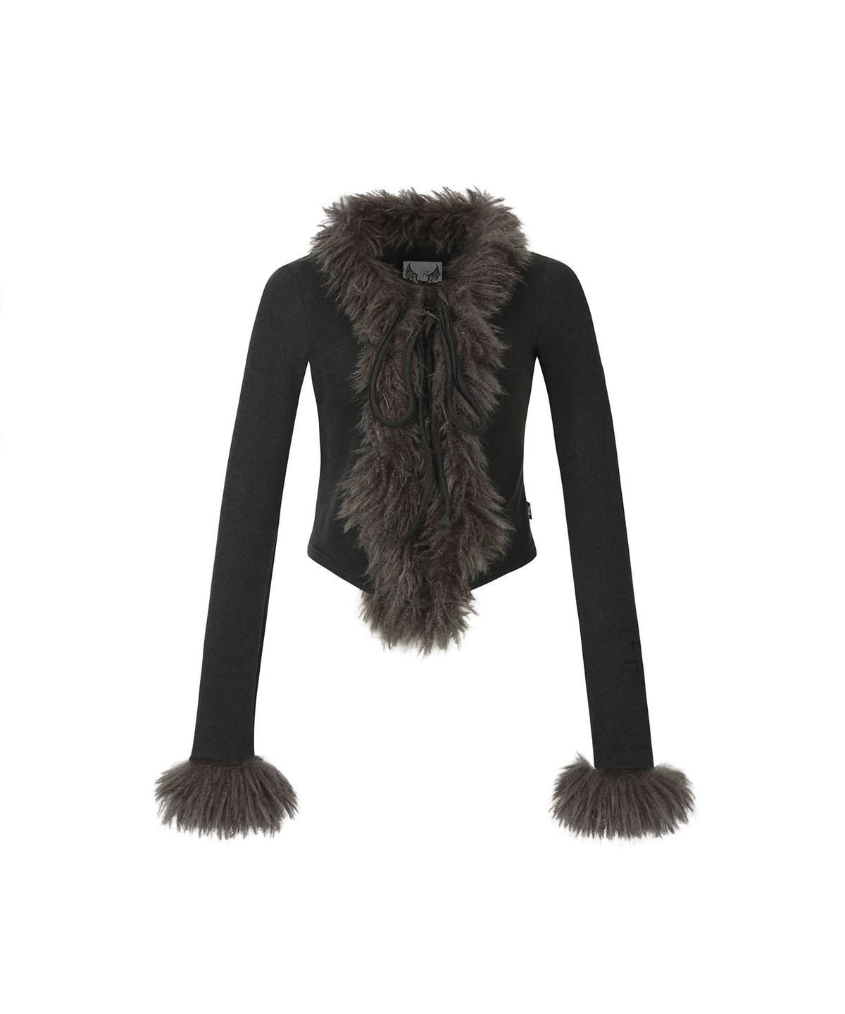 길라아카이브(GILAARCHIVE) FUR TRIMMING CARDIGAN_CHARCOAL