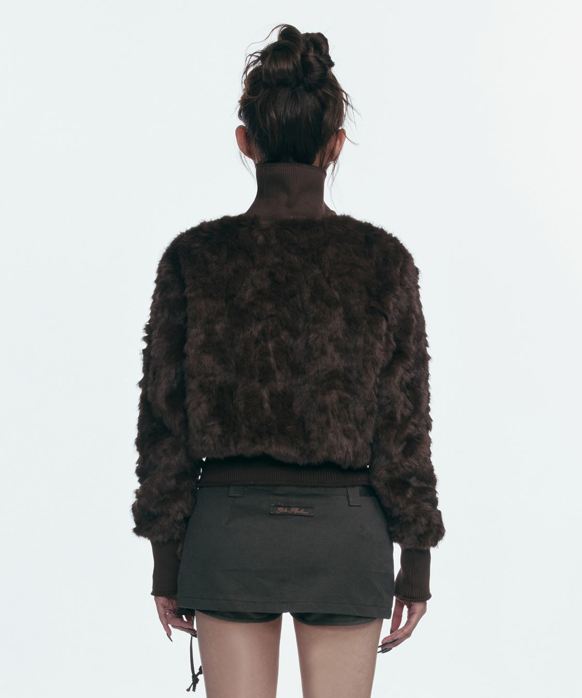 길라아카이브(GILAARCHIVE) FAUX FUR BELT ZIP JACKET_BROWN