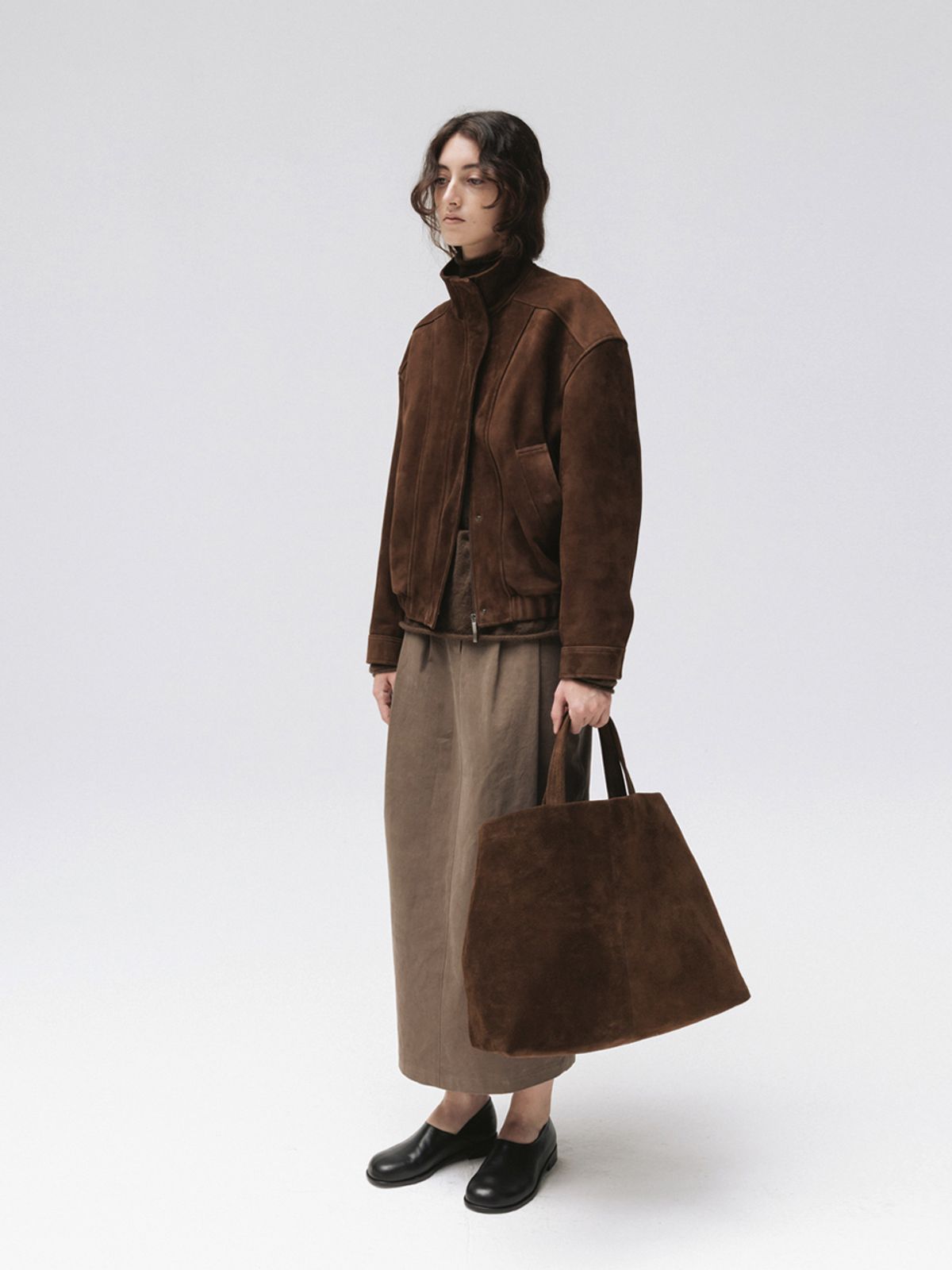 모이아(MOIA) leather jumper (brown suede)