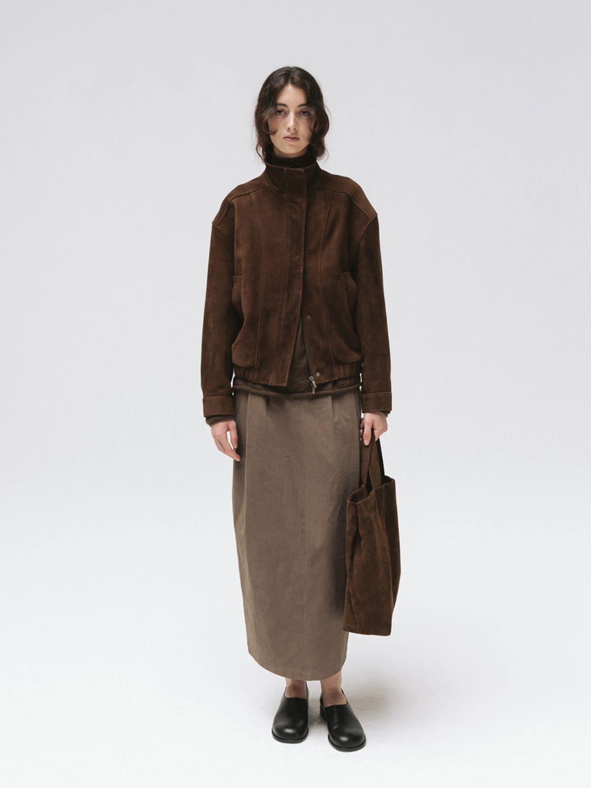 모이아(MOIA) leather jumper (brown suede)