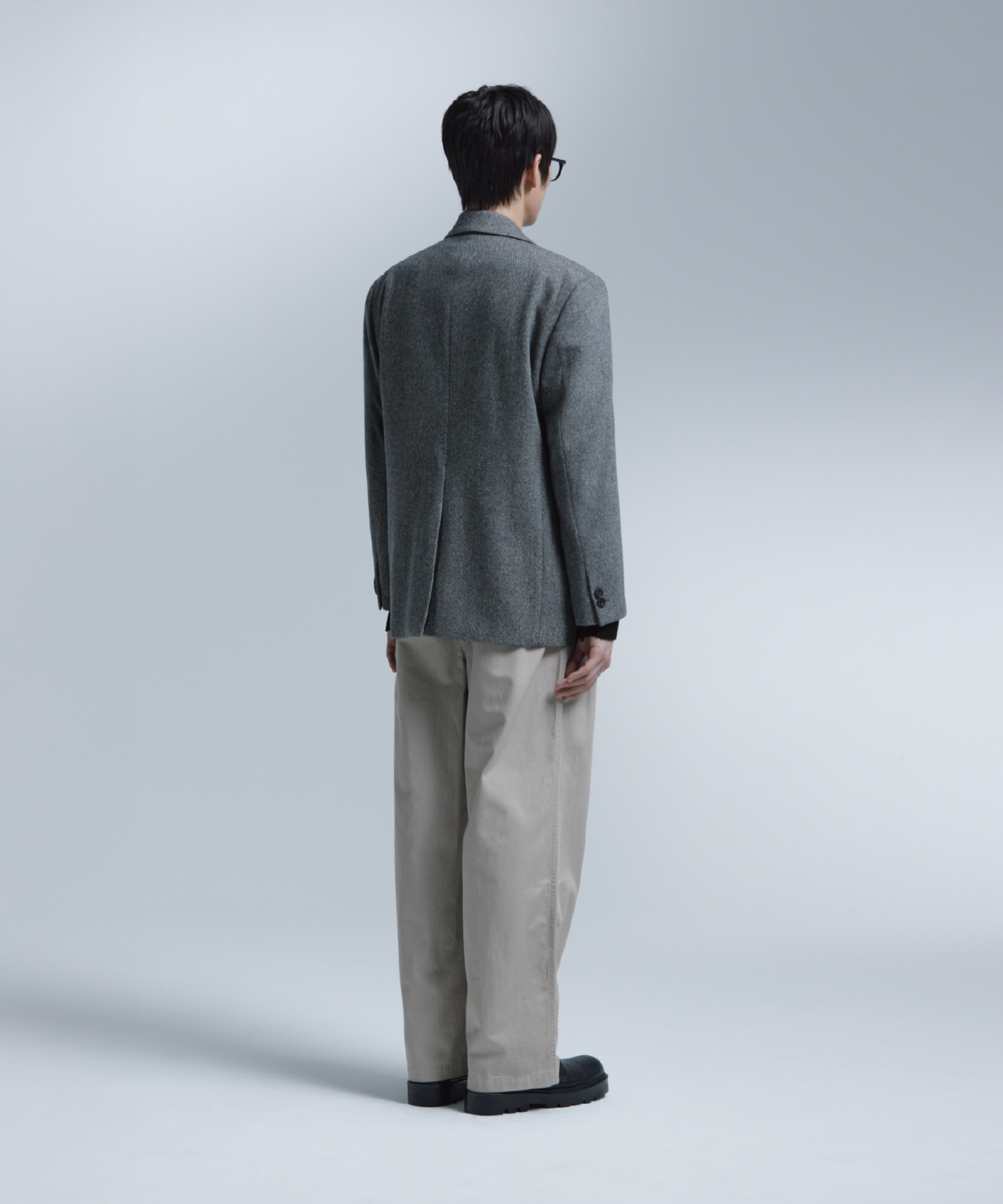 넌블랭크(NONBLANK) 울100 트윌 오버 핏 자켓_MELANGE GREY