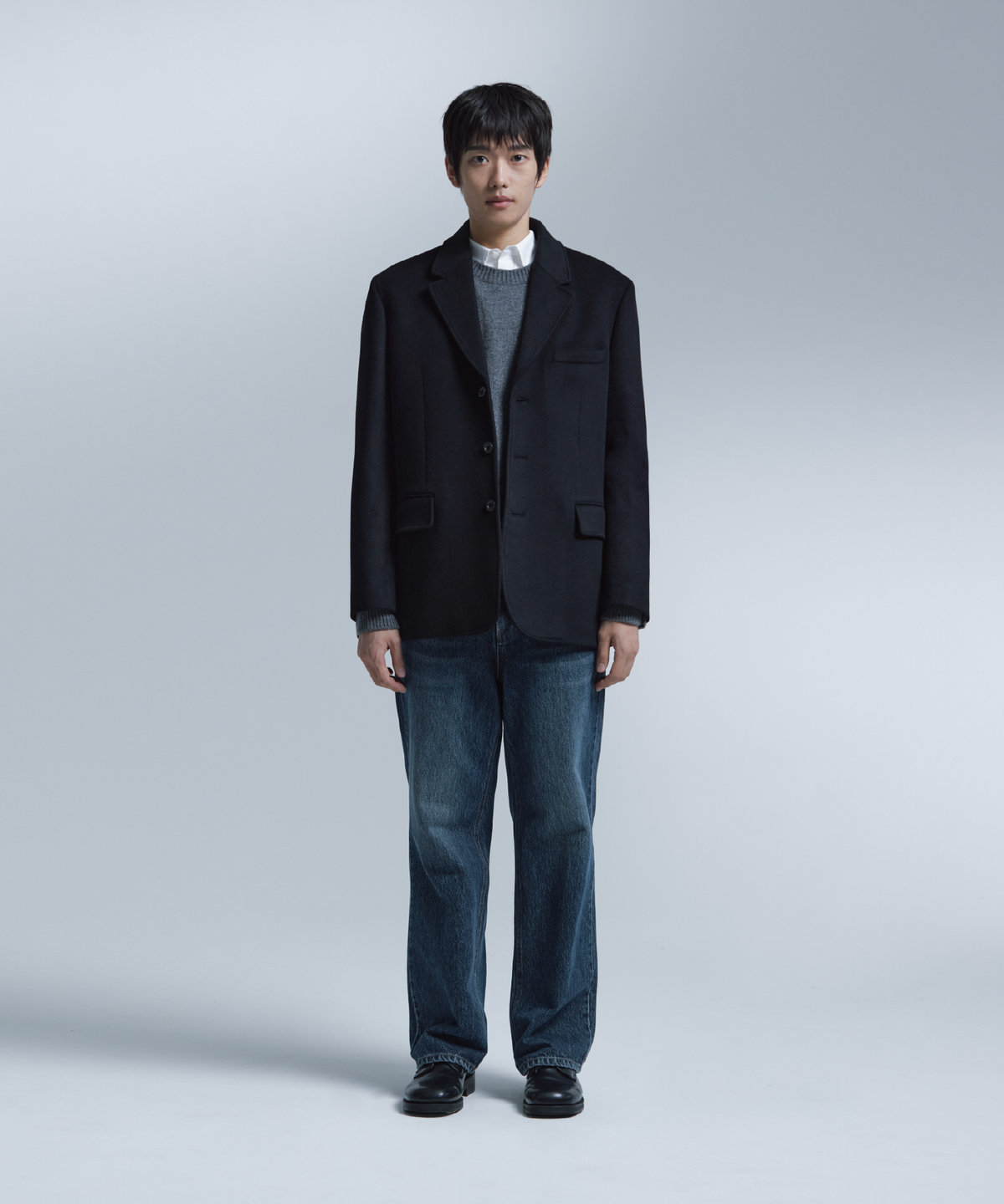 넌블랭크(NONBLANK) 울 캐시미어 블렌드 3BTN 자켓_BLACK