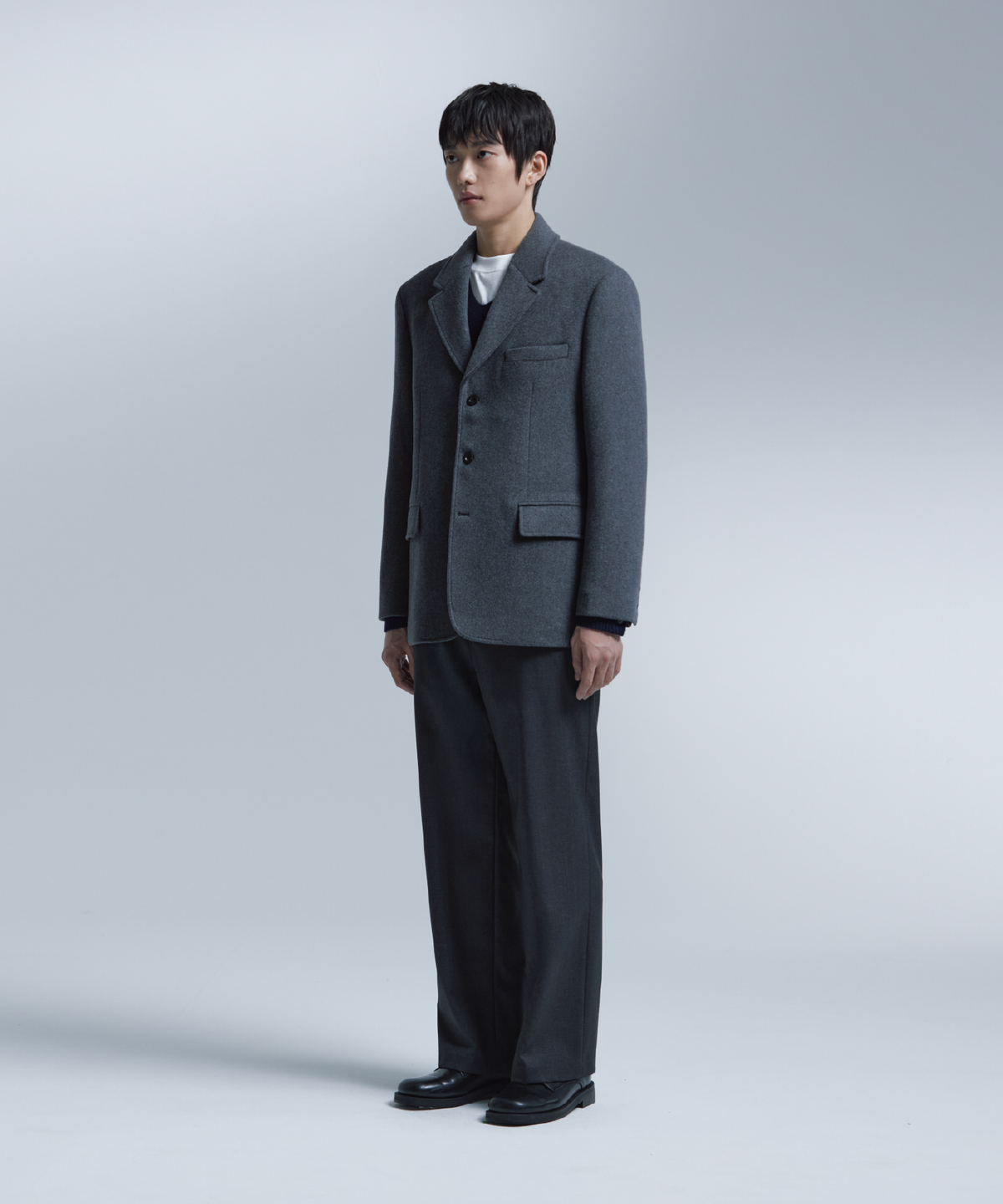 넌블랭크(NONBLANK) 울 캐시미어 블렌드 3BTN 자켓_MEDIUM GREY