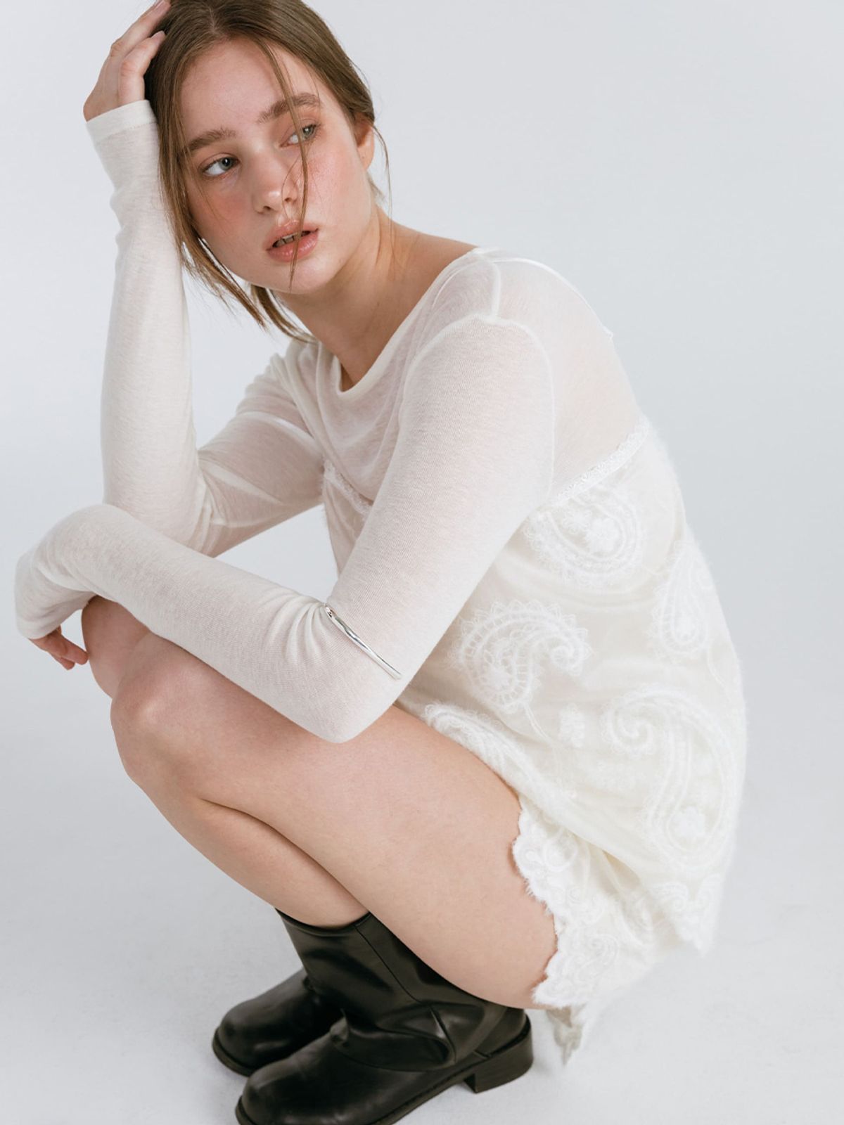 모이페어(MOIFAIRE) SEE-THROUGH ORGANZA BUSTIER / IVORY