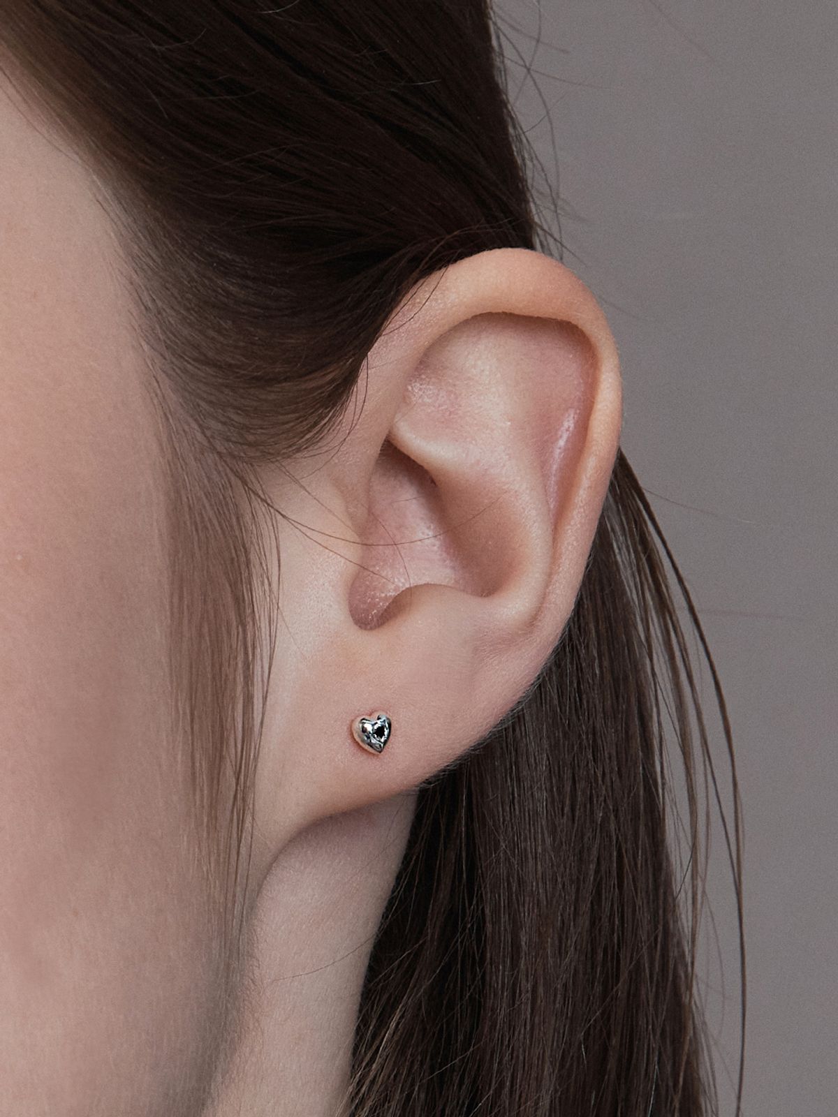 헤이(HEI) [sv925] heart & pearl dual piercing set