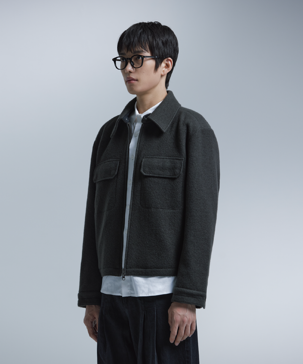 넌블랭크(NONBLANK) 헤어리 울 블렌드 자켓_GREY