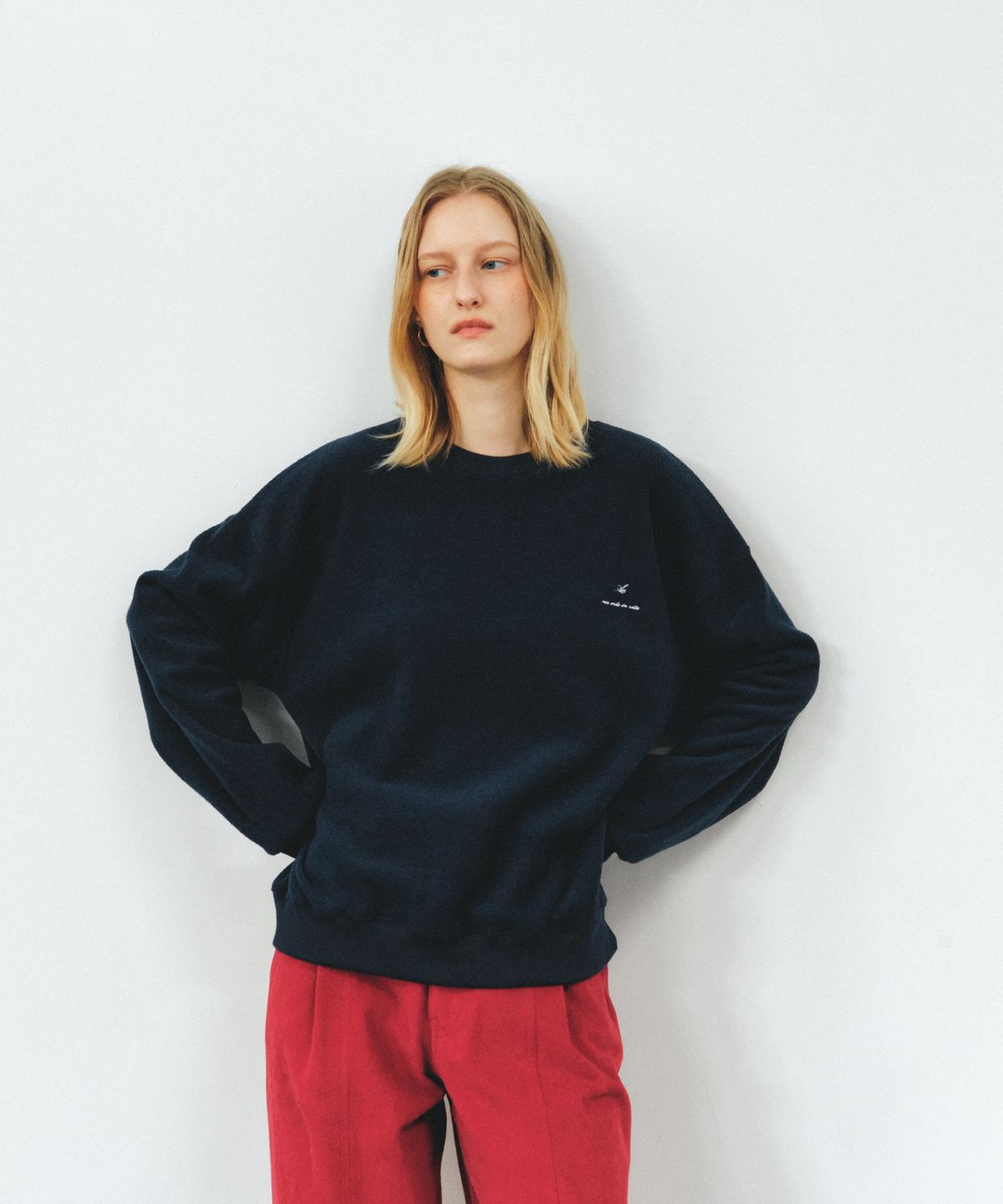앤테(AENTE) LOOSE FIT TERRY SWEATSHIRT- NAVY