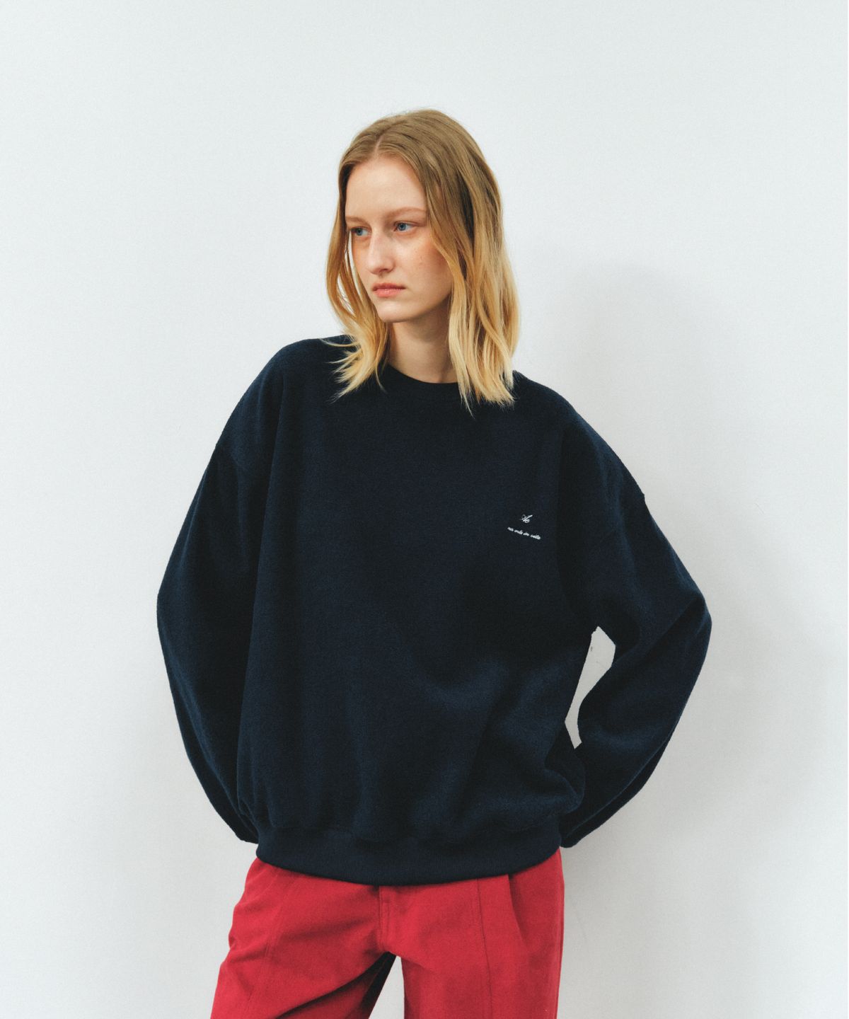 앤테(AENTE) LOOSE FIT TERRY SWEATSHIRT- NAVY