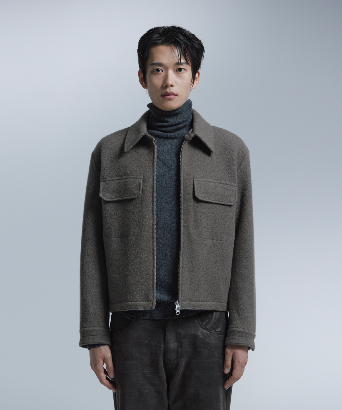 넌블랭크(NONBLANK) 헤어리 울 블렌드 자켓_TAUPE