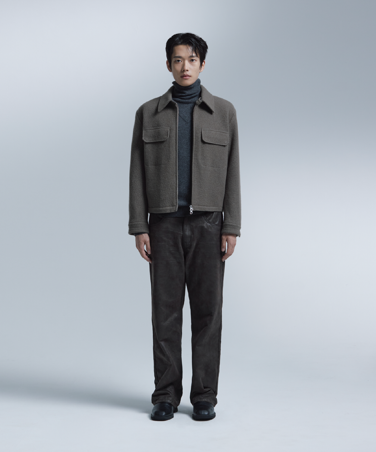 넌블랭크(NONBLANK) 헤어리 울 블렌드 자켓_TAUPE