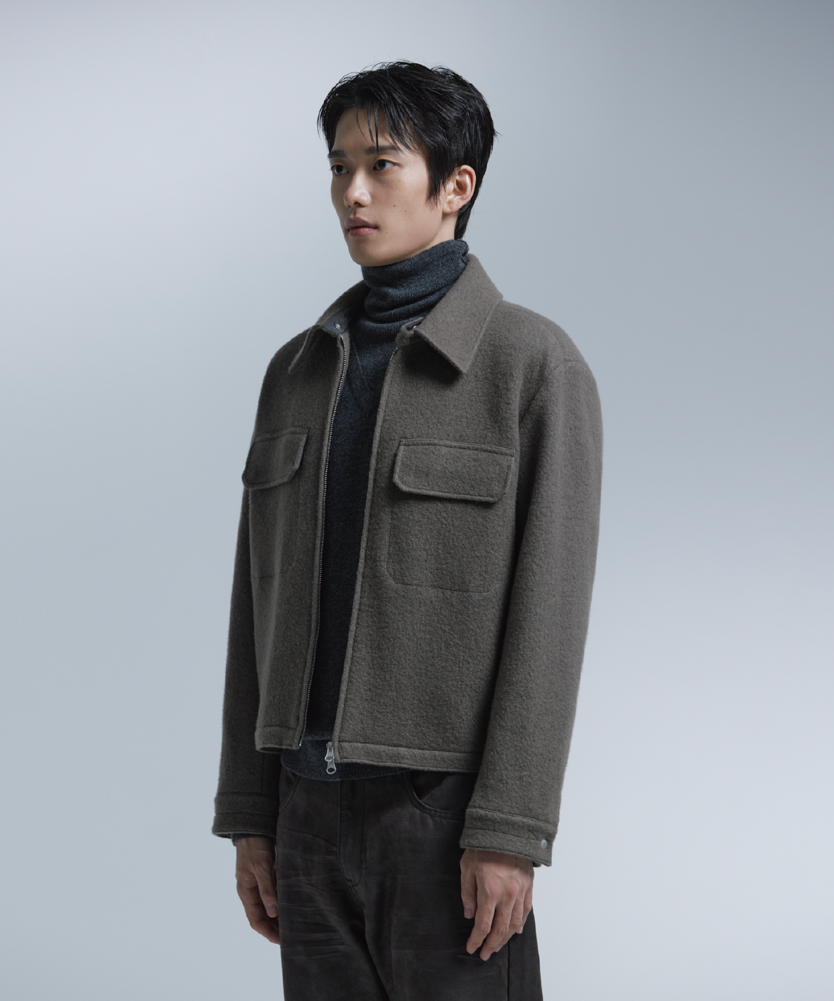 넌블랭크(NONBLANK) 헤어리 울 블렌드 자켓_TAUPE