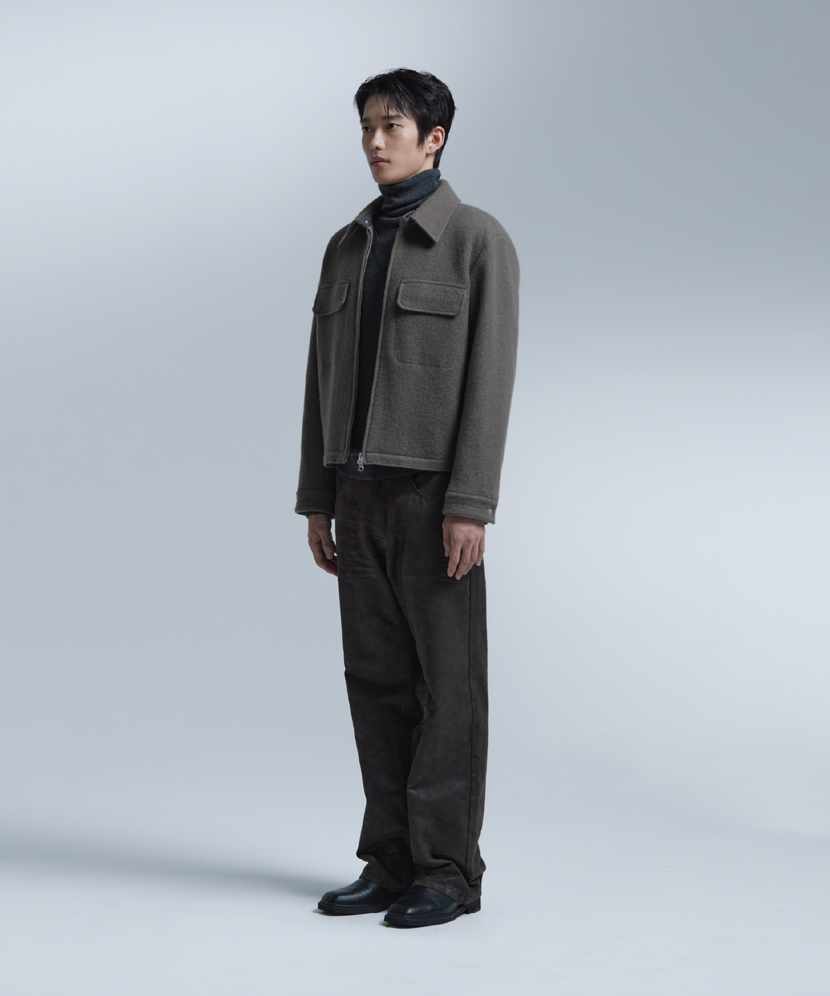 넌블랭크(NONBLANK) 헤어리 울 블렌드 자켓_TAUPE