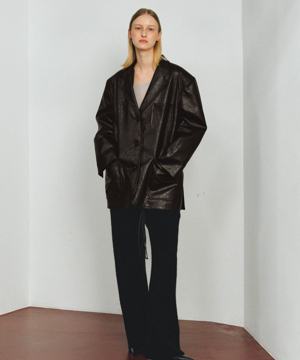 앤테(AENTE) OVER LEATHER JACKET - BROWN