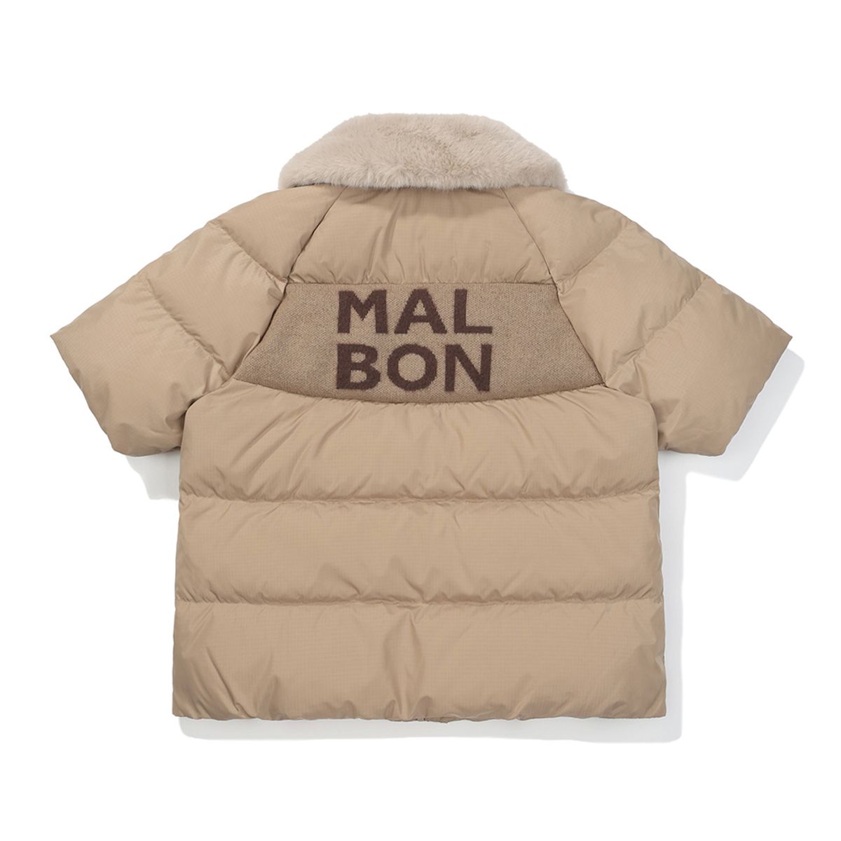 말본 골프(MALBON GOLF) 퍼 트리밍 숏 슬리브 다운 자켓 BEIGE (WOMAN)