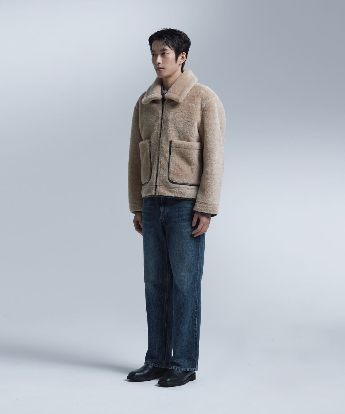 넌블랭크(NONBLANK) 리버시블 무스탕 자켓_BROWN