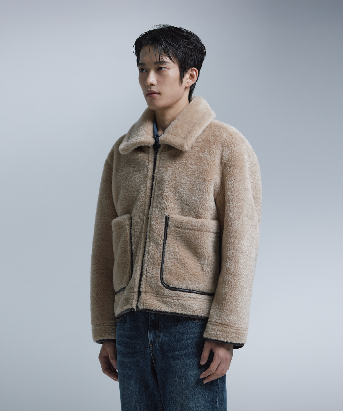넌블랭크(NONBLANK) 리버시블 무스탕 자켓_BROWN