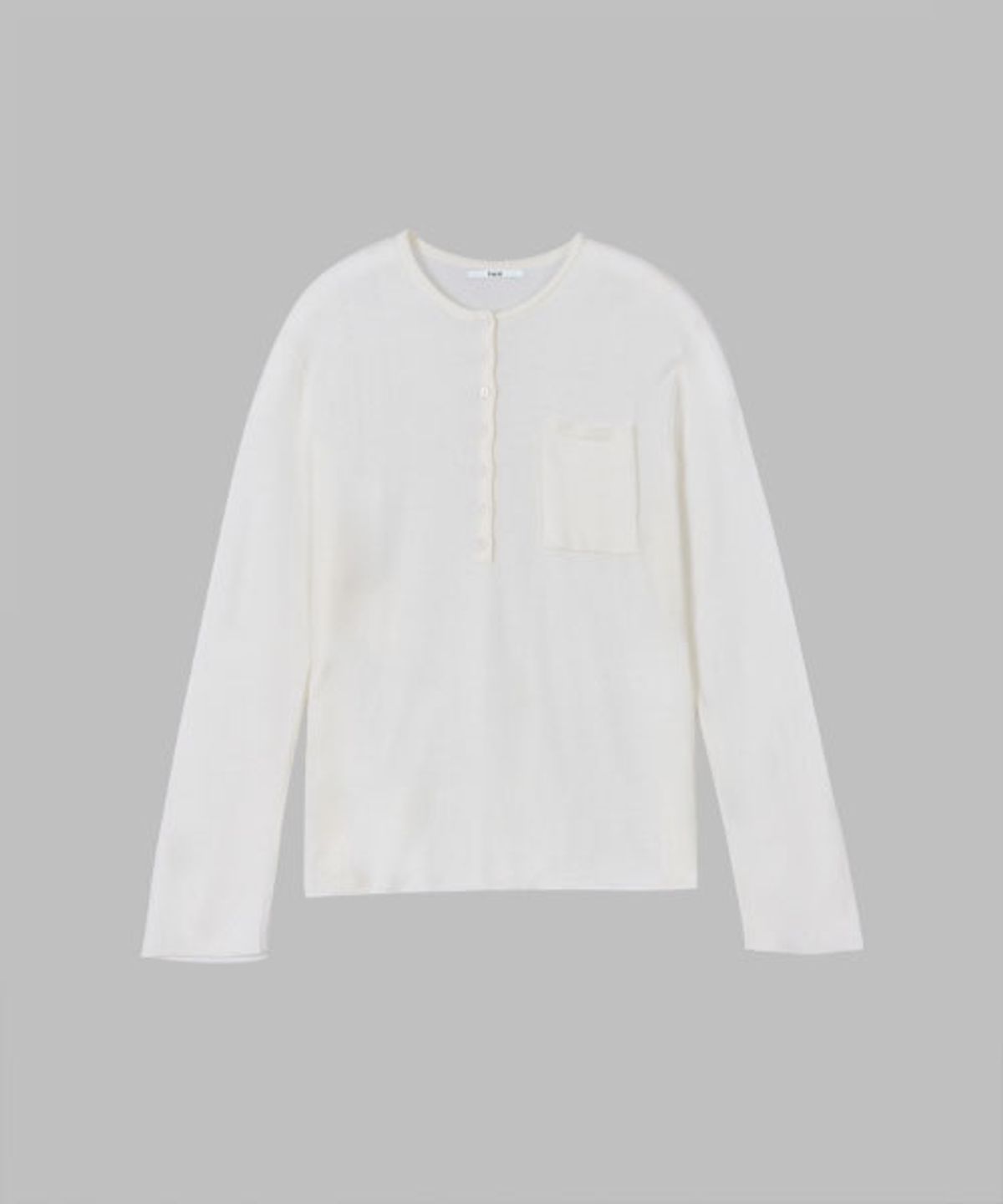 헤인트(HAINT) BOY FIT SOFT HENLEY NECK KNITWEAR_IVORY