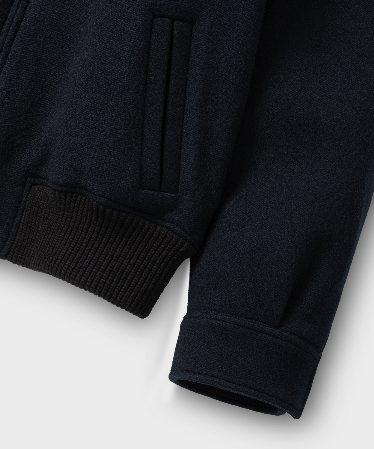 넌블랭크(NONBLANK) 니트칼라 울 블렌드 숏 자켓_DARK NAVY