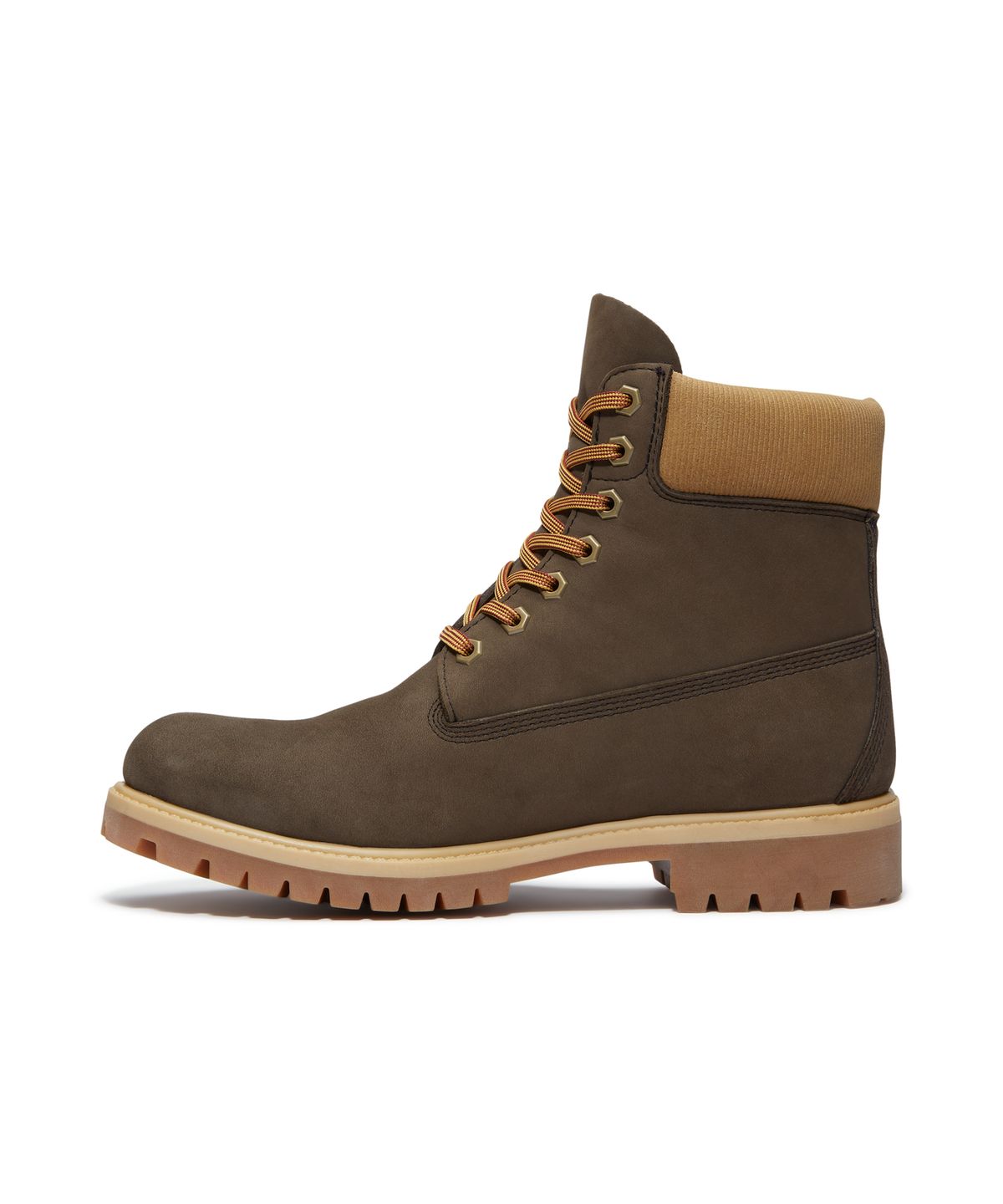 팀버랜드(TIMBERLAND) (남성) 프리미엄 6인치 레이스 워터프루프 부츠 - 다크 브라운 누벅:올리브 / A2P6W-A4J