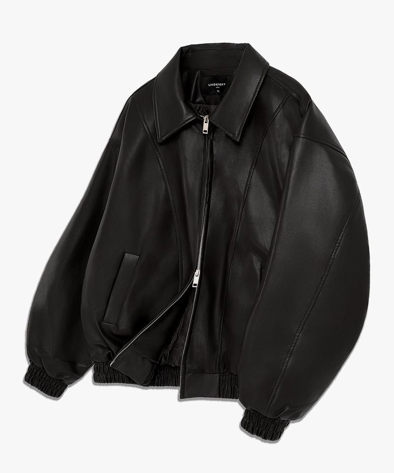MUSINSA公式 | UNDEROFF シンセティックレザーパディッドブルゾン