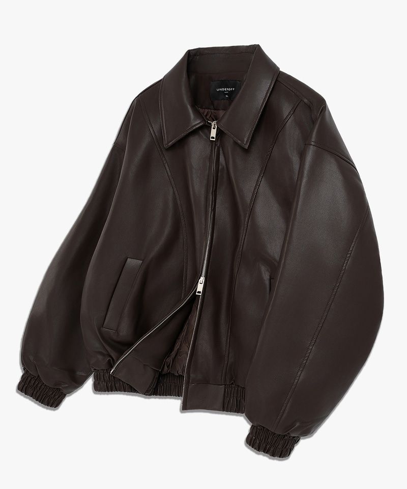 MUSINSA公式 | UNDEROFF シンセティックレザーパディッドブルゾン