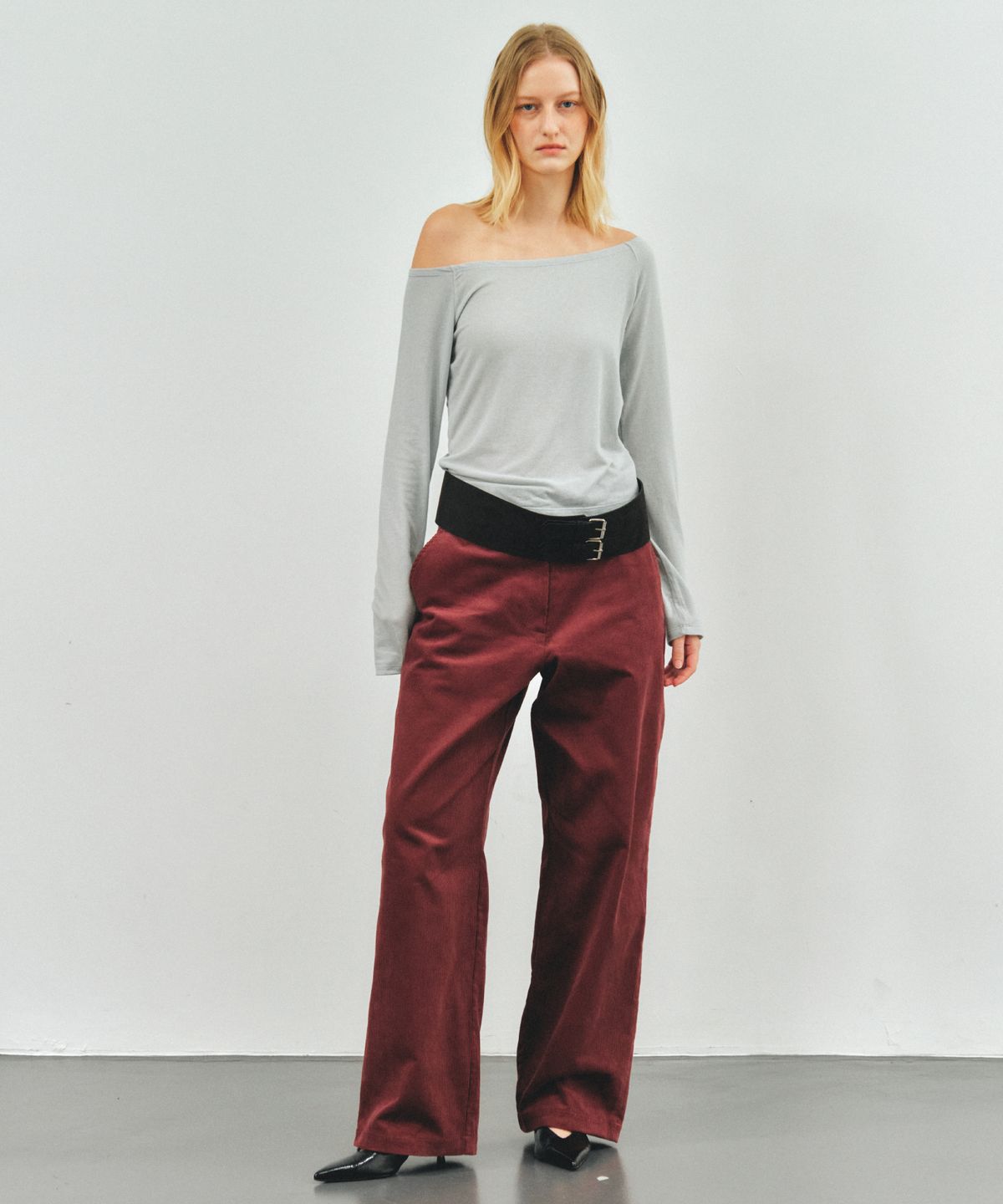 앤테(AENTE) CORDUROY WIDE PANTS -WINE