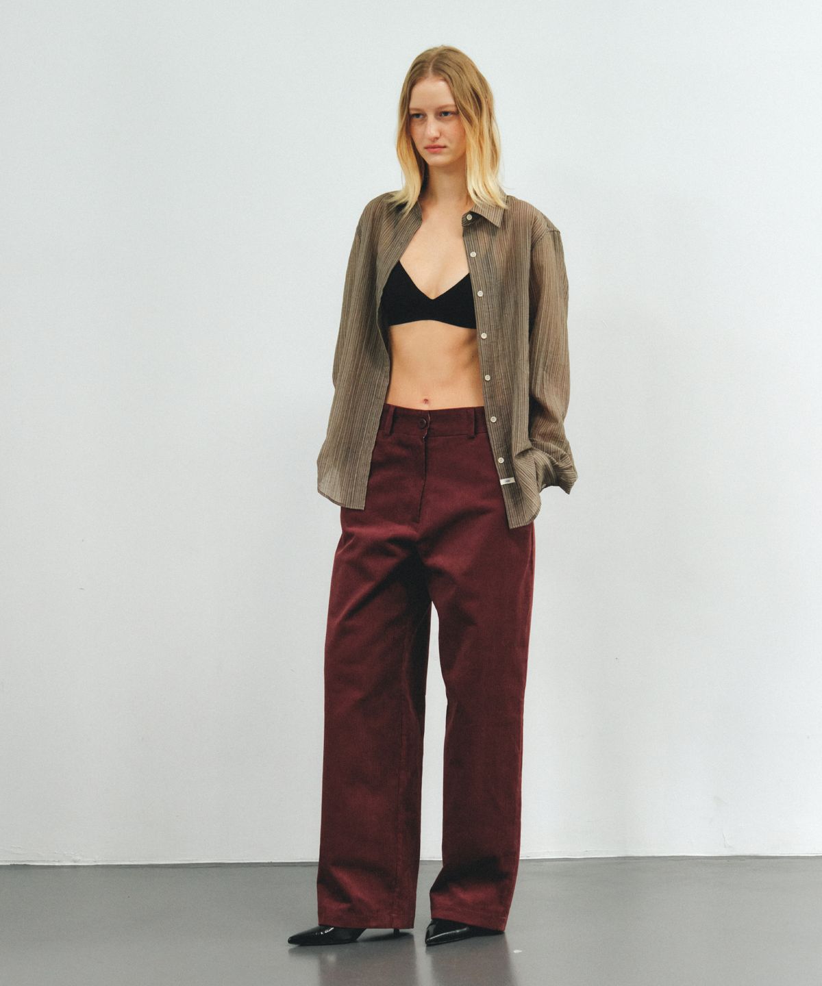 앤테(AENTE) CORDUROY WIDE PANTS -WINE