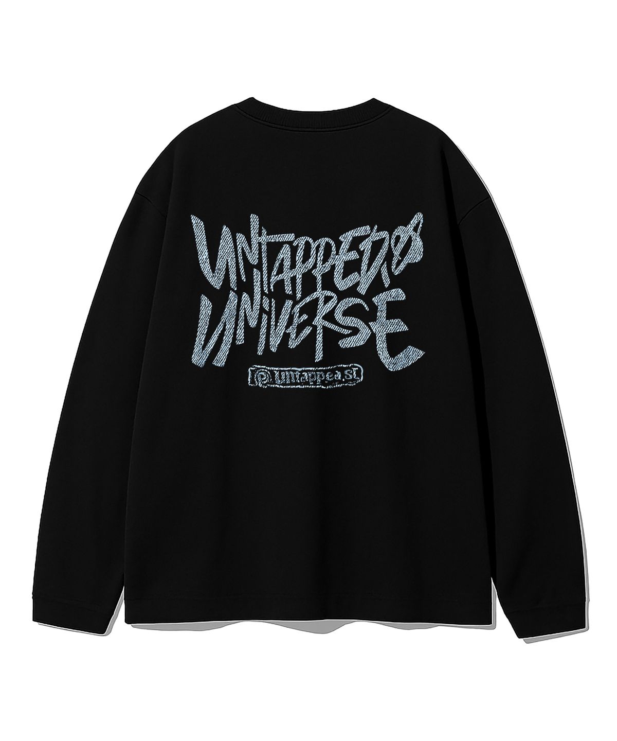 언탭트 스튜디오(UNTAPPED STUDIO) 유니버스 데님 텍스처 아트웍 오버핏 긴팔 티셔츠 8Color