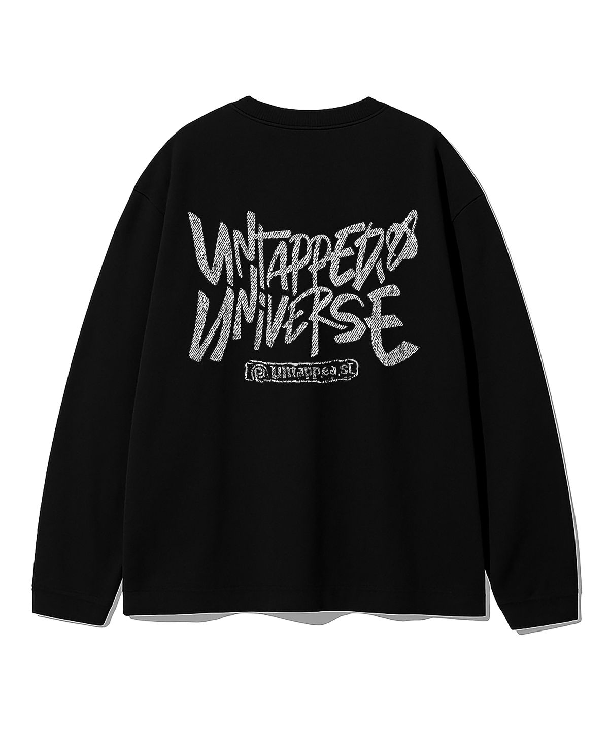 언탭트 스튜디오(UNTAPPED STUDIO) 유니버스 데님 텍스처 아트웍 오버핏 긴팔 티셔츠 8Color